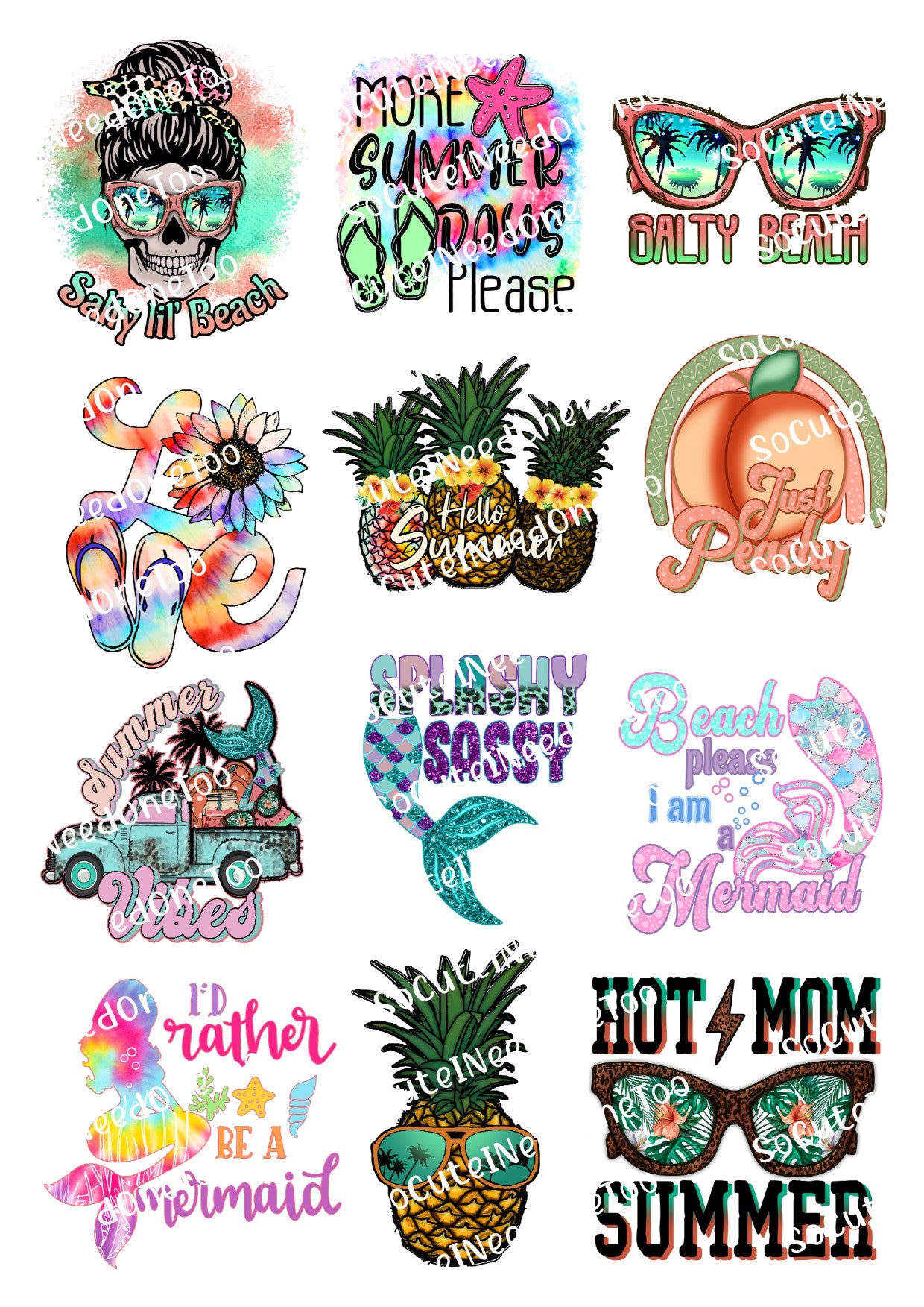 Beach - Salty Little Beach Waterslide Decals