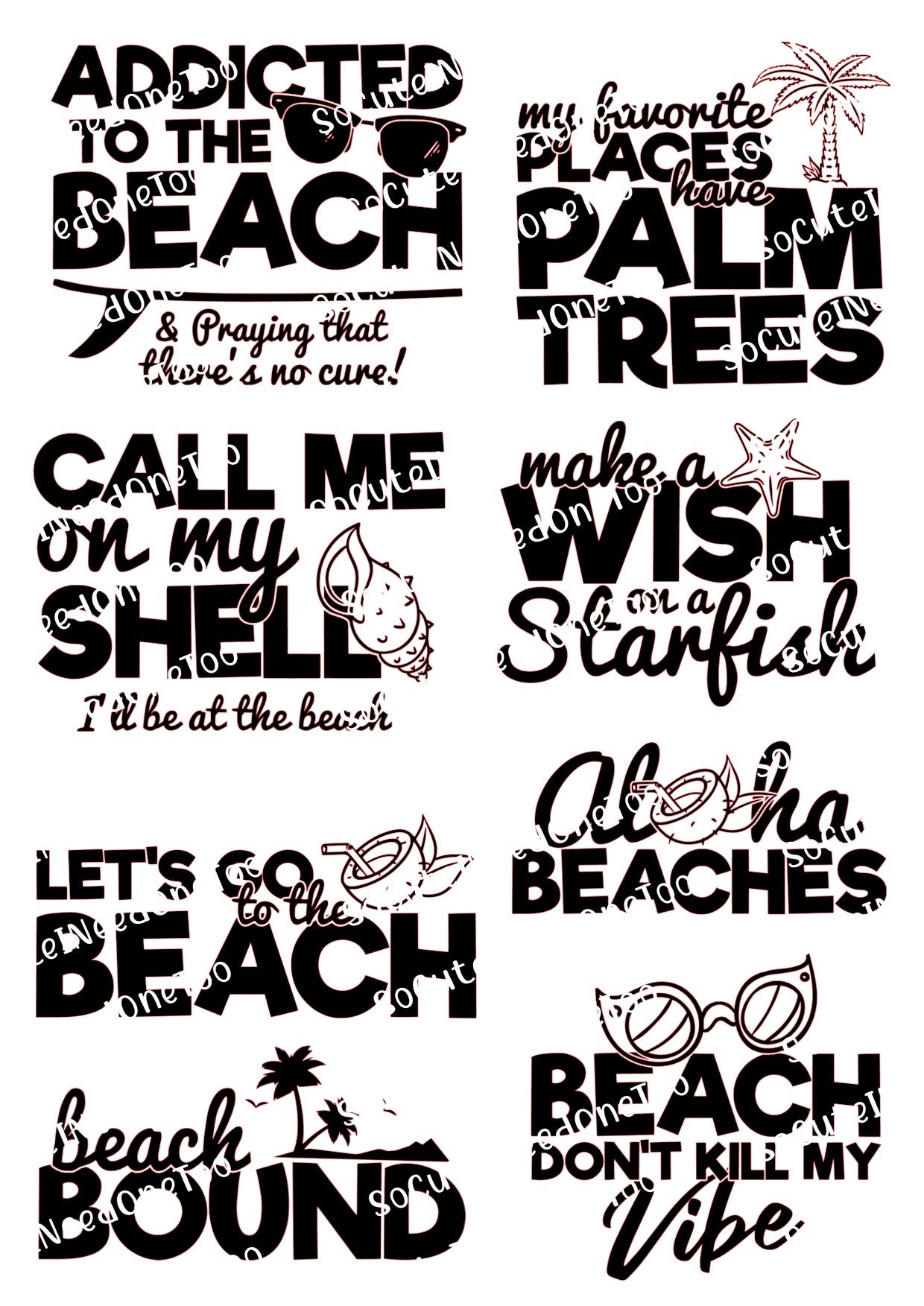Beach Life #2 Waterslide Decals