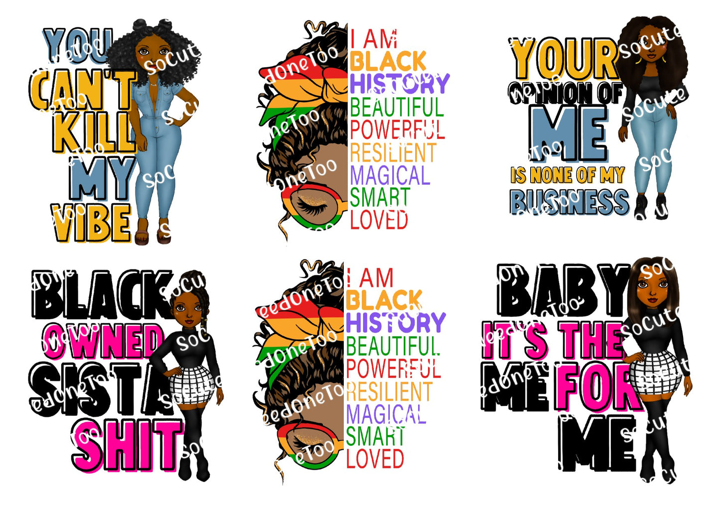 Black History You Can't Kill My Vibe Waterslide Decals SoCuteINeedOneToo