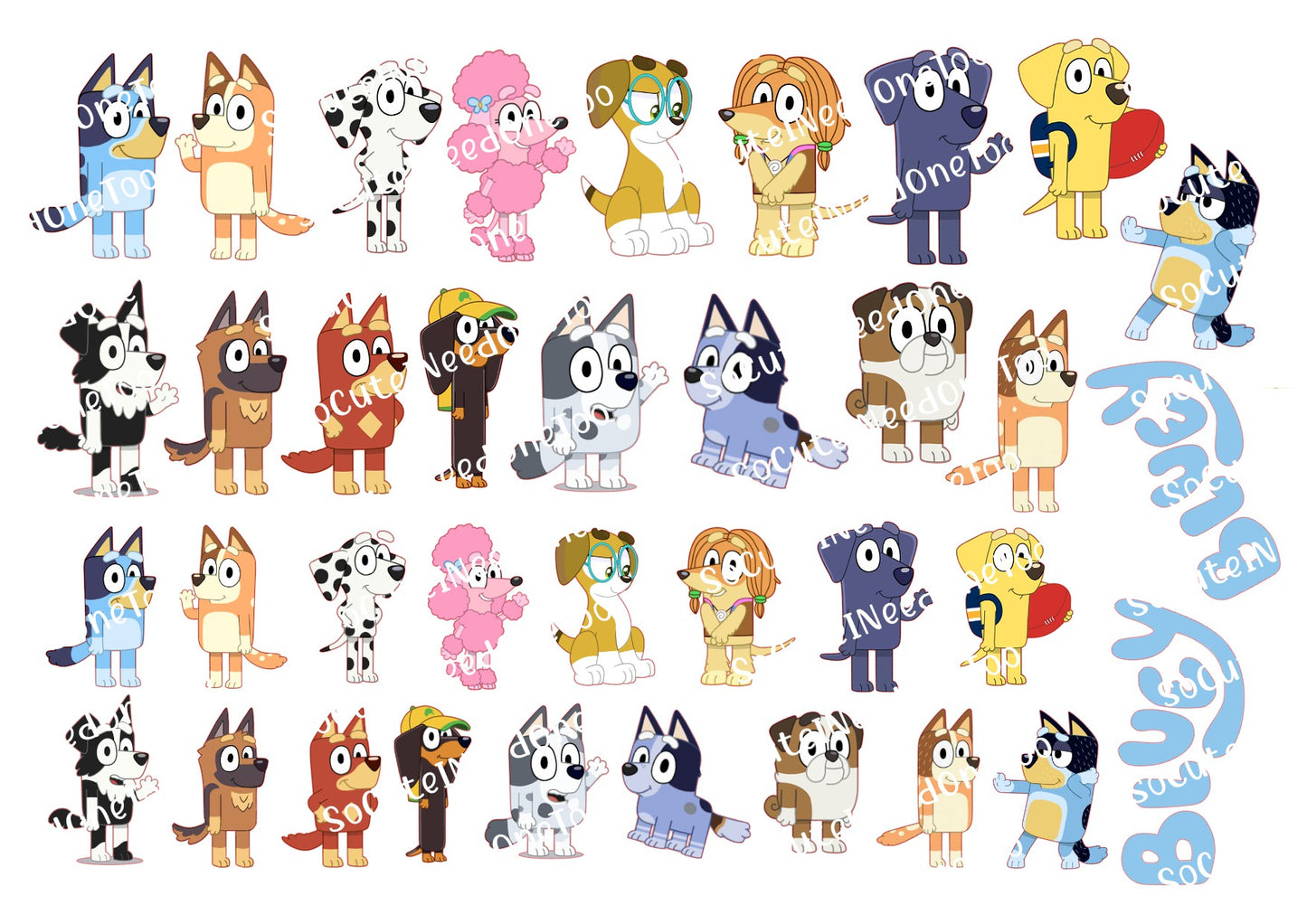 Bluey Characters #2 Waterslide Decals
