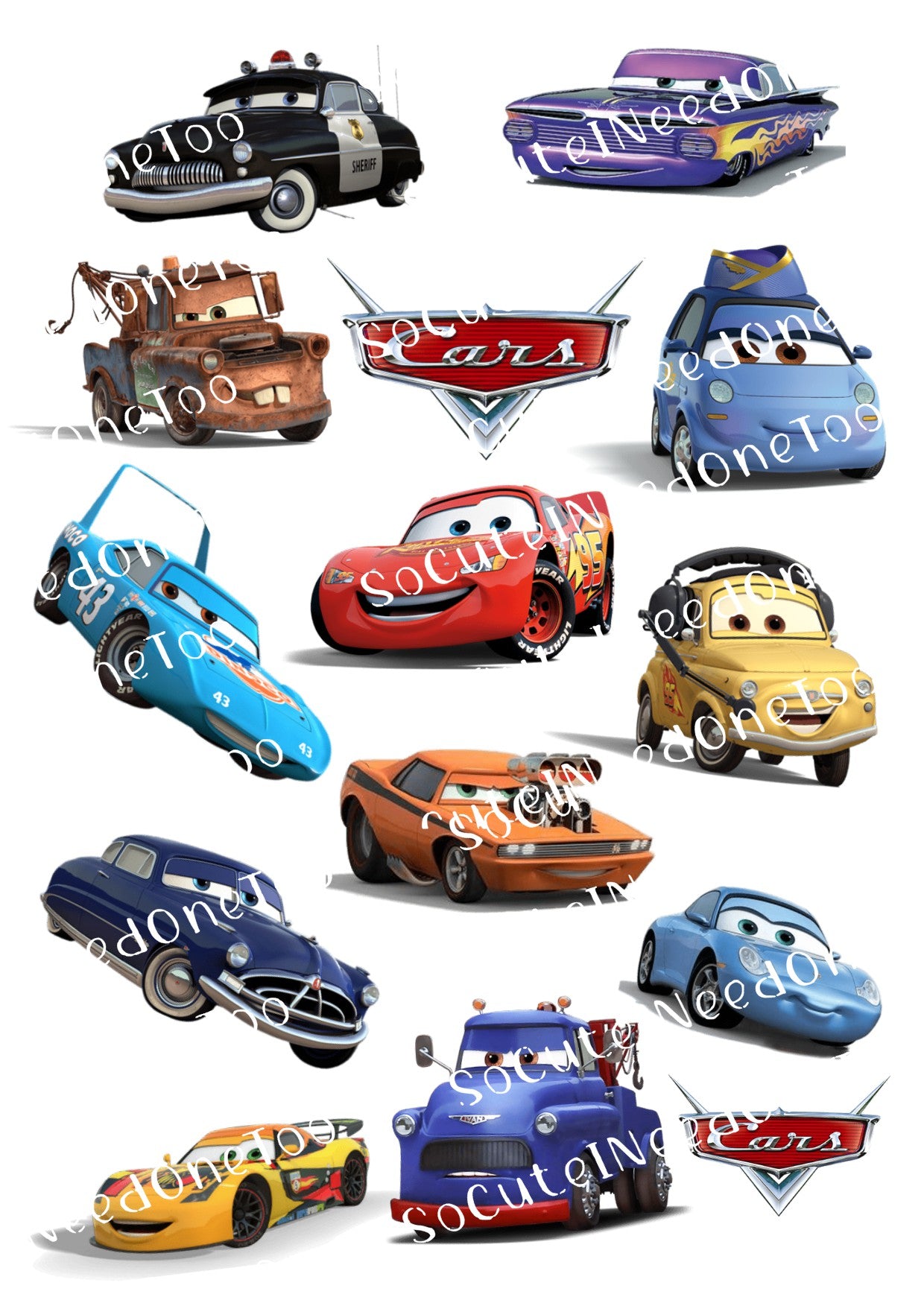 Cars Waterslide Decals Socuteineedonetoo
