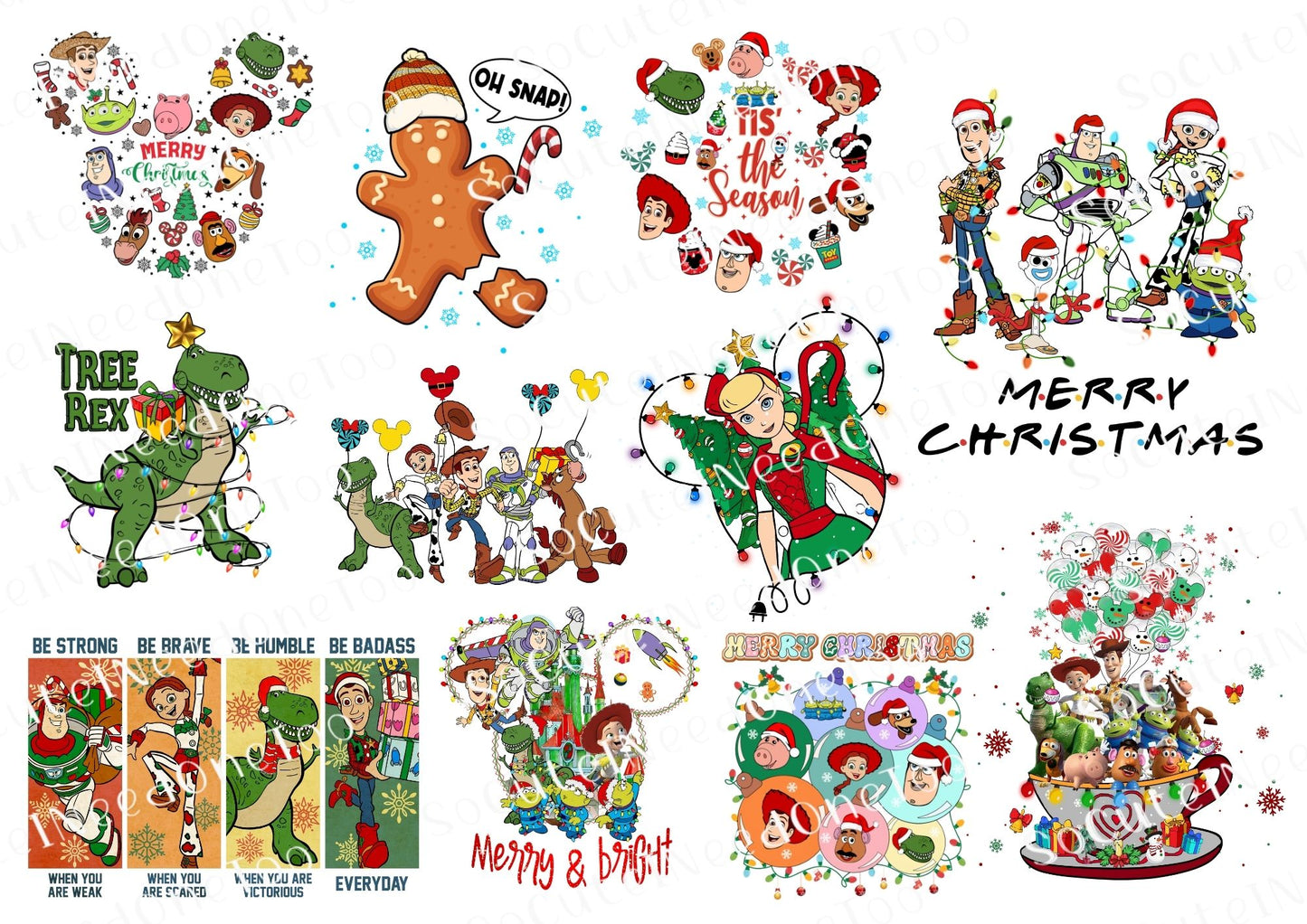Christmas Toy Story Waterslide Decals