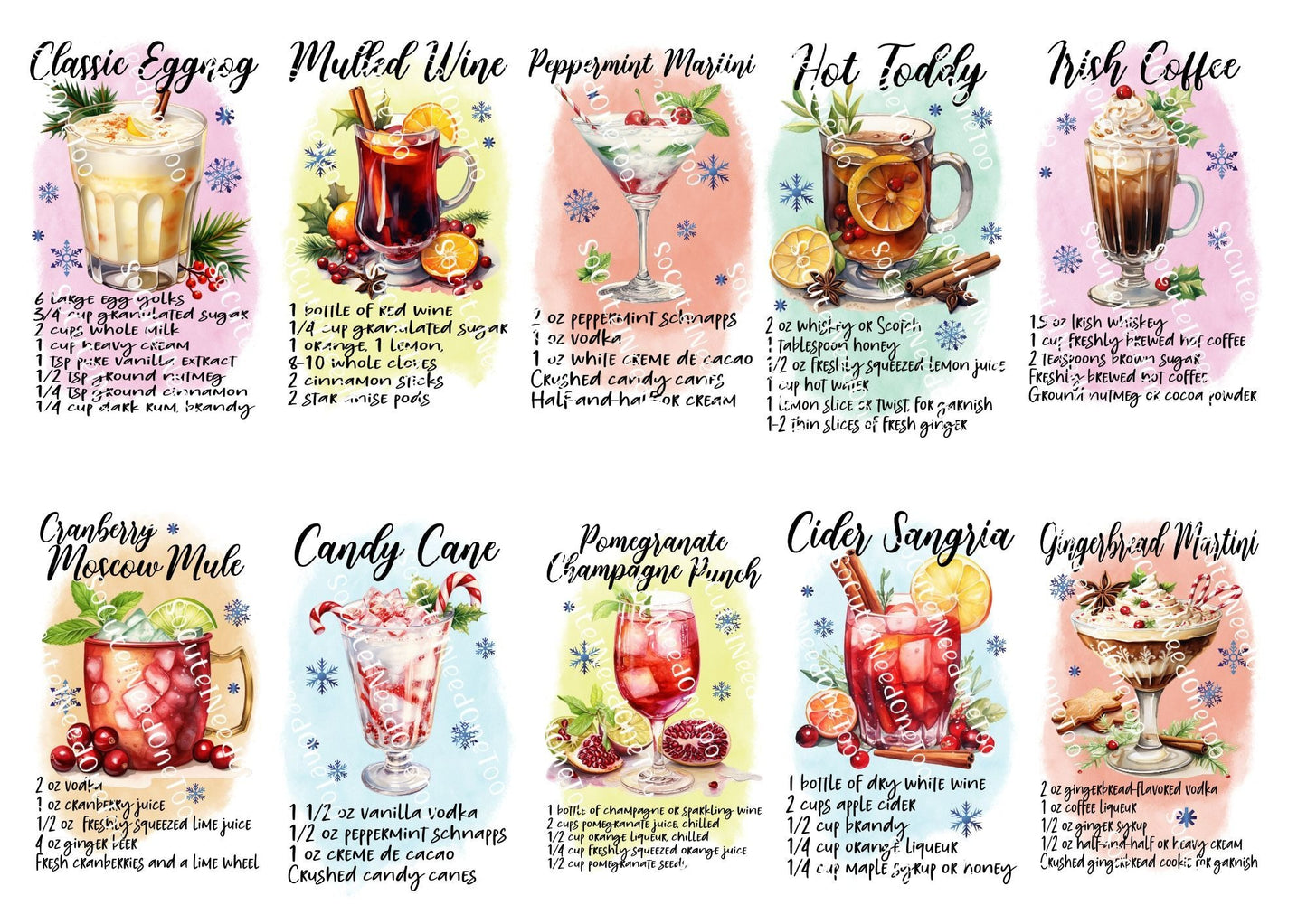Cocktails for the holiday's waterslide decals