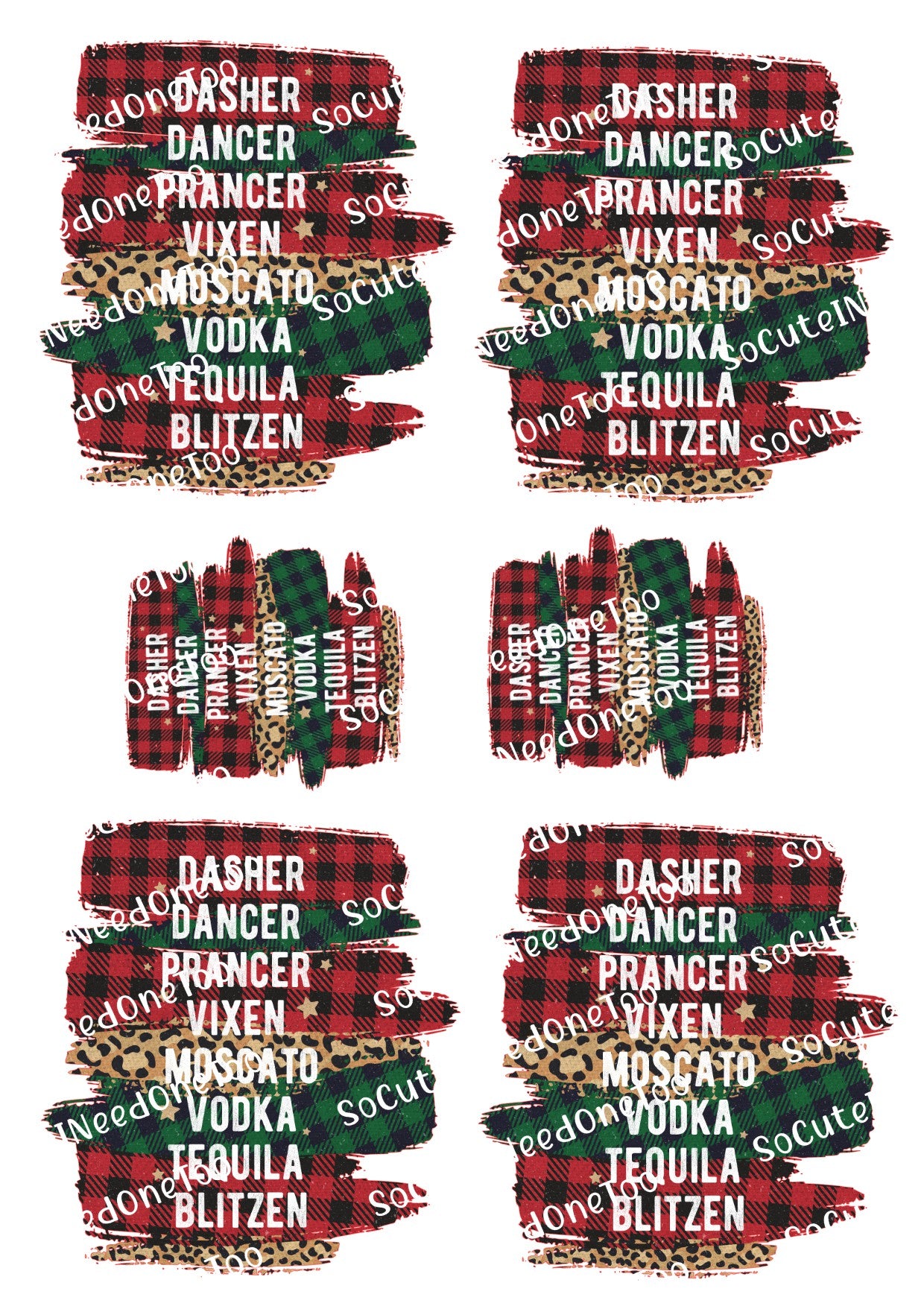 Dasher, Dancer & Vodka Waterslide Decals