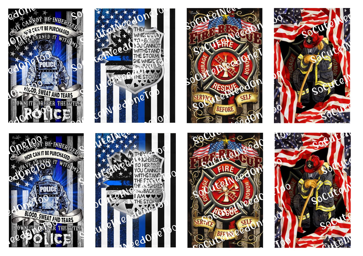 Fire & Police Waterslide Decals Socuteineedonetoo