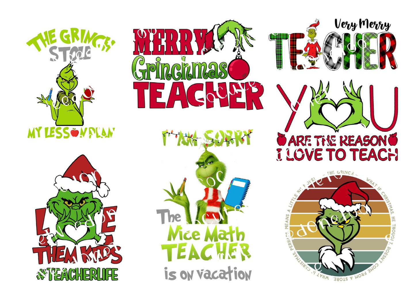 Grinch - Teacher Waterslide Decals