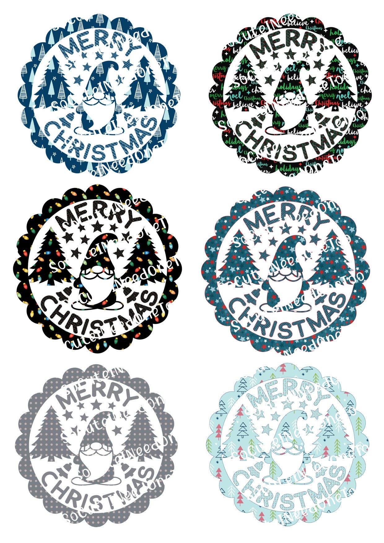 Gnome Christmas Waterslide Decals