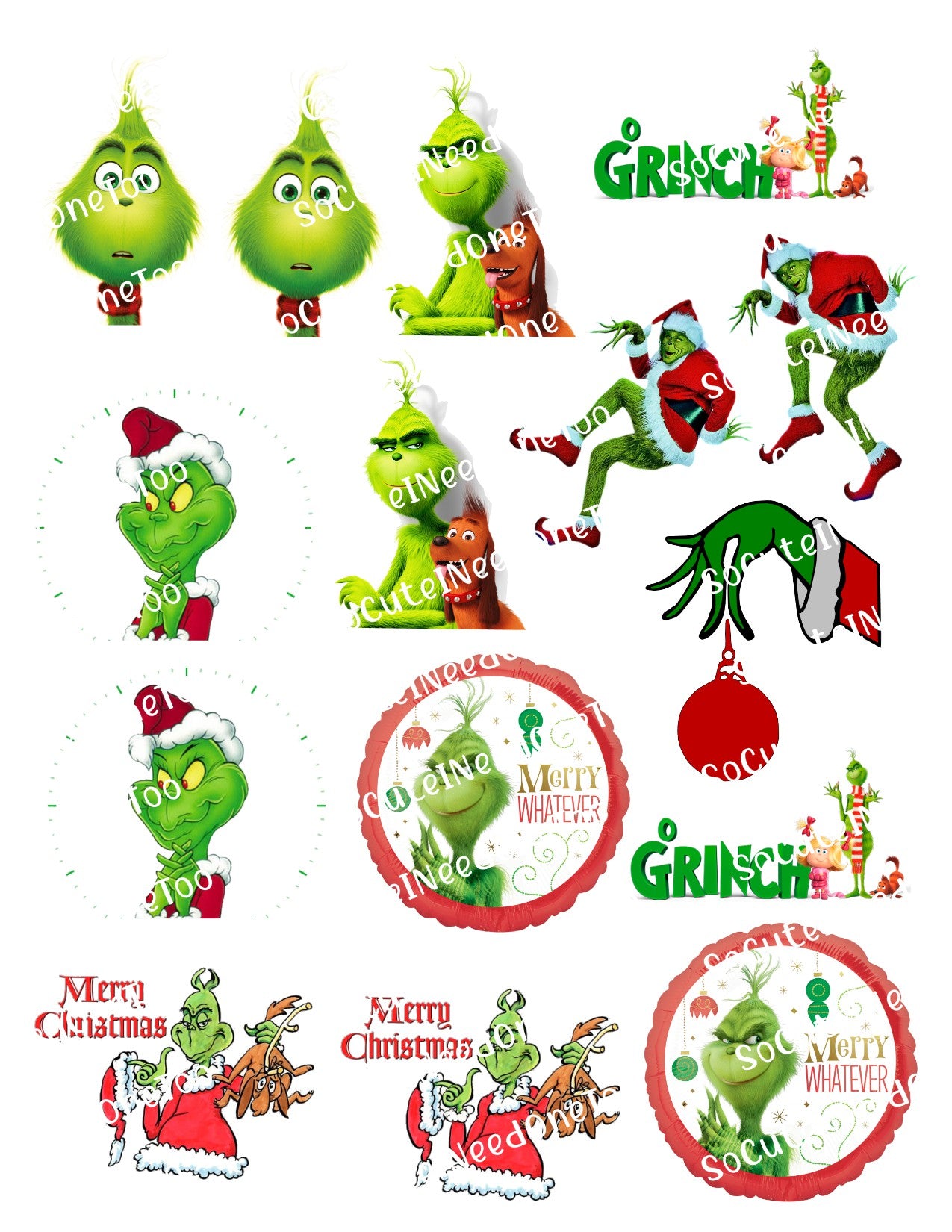 grinch-merry-Christmas 2.5 inches-waterslide decals socuteineedonetoo