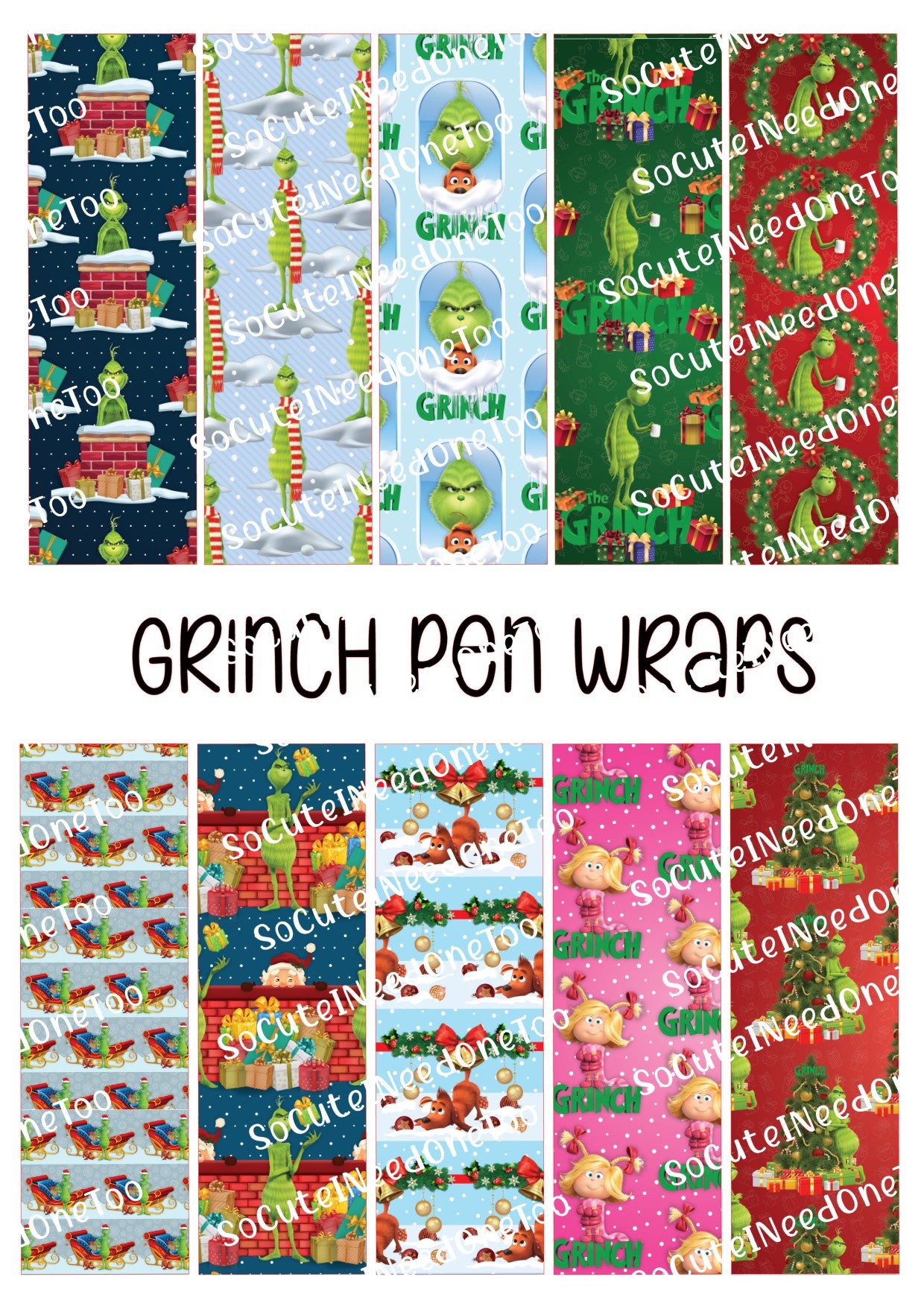 Grinch PEN Wraps Waterslide Decals