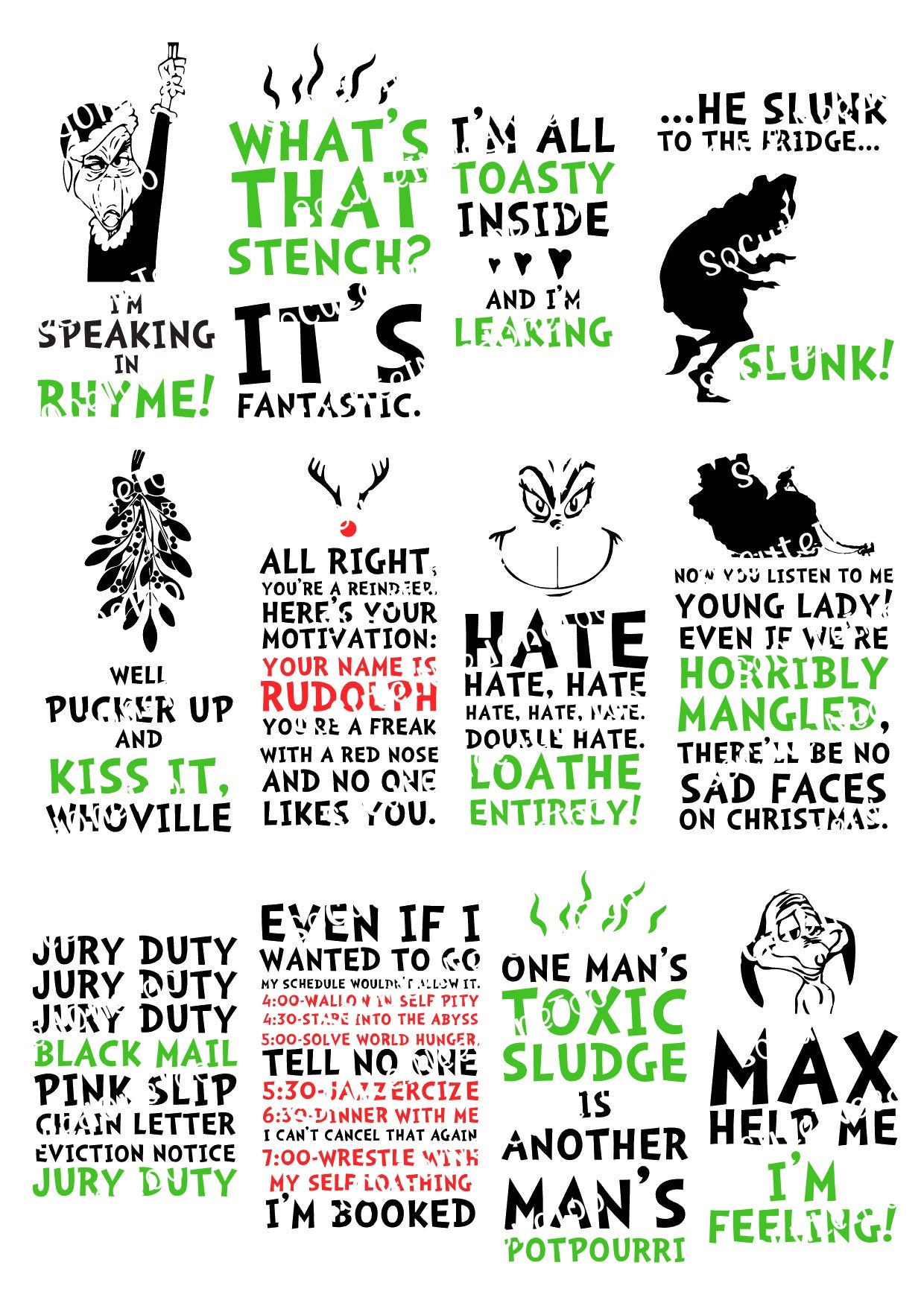 GRINCH TAGS Waterslide Decals