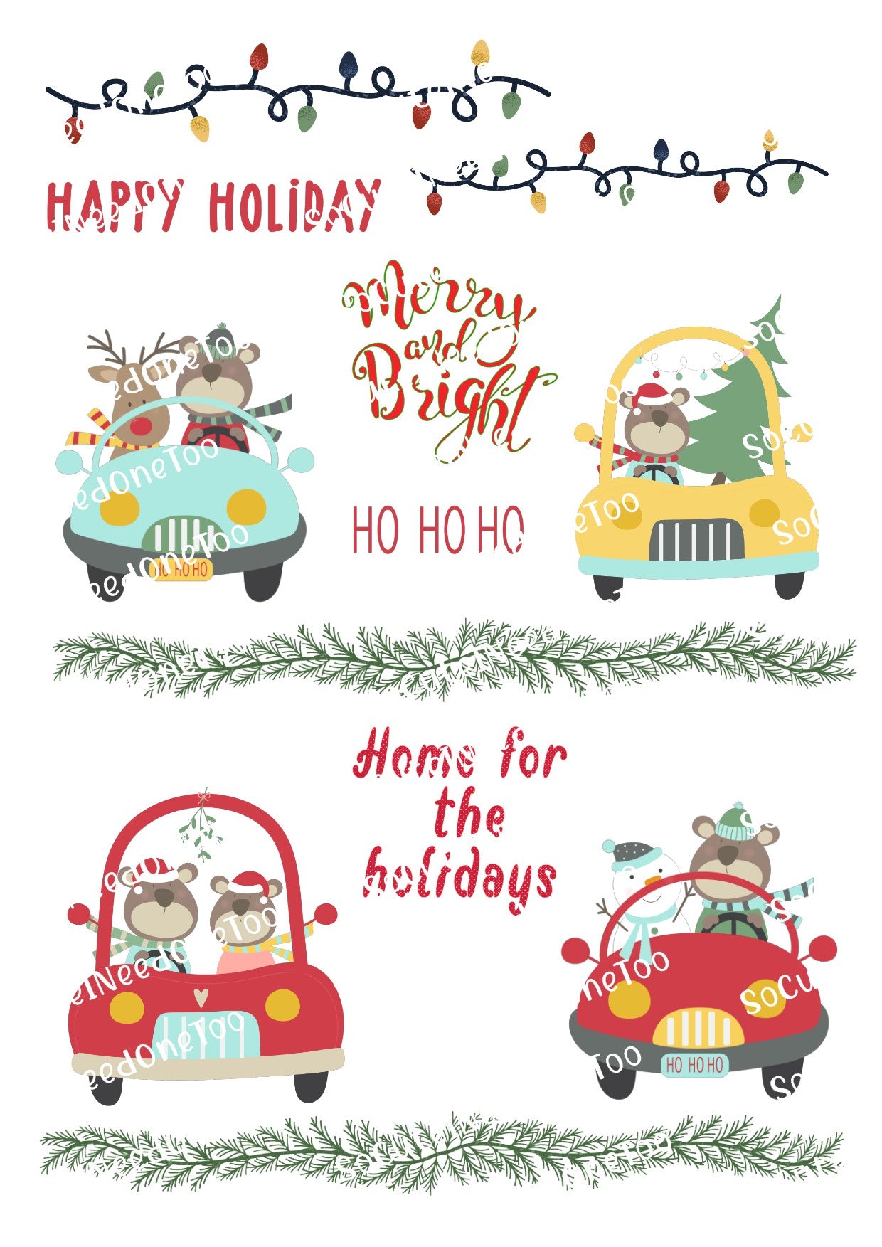 Home For The Holidays On Clear/White Waterslide Paper - Ready To Use - SoCuteINeedOneToo