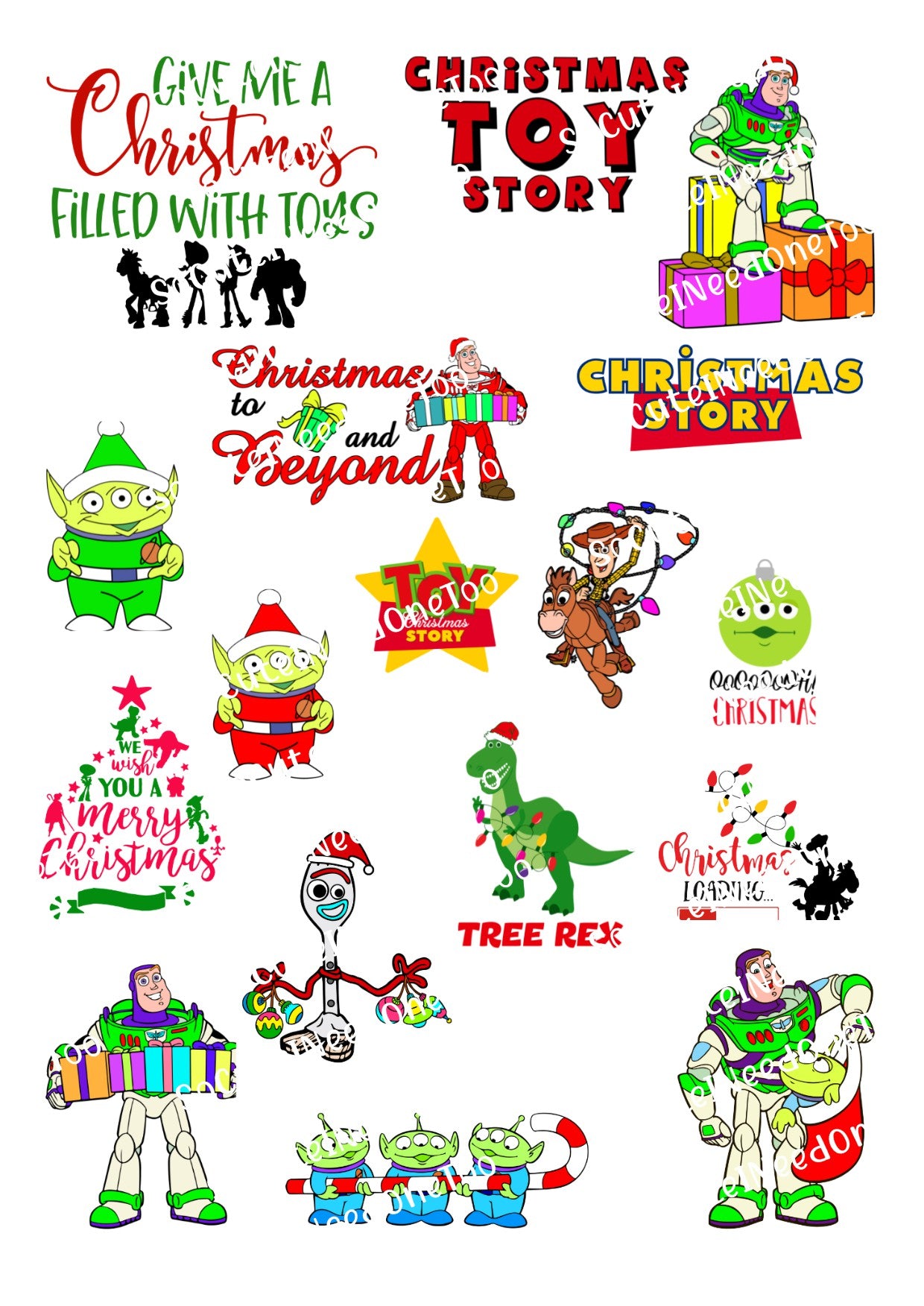 Toy Story Christmas Waterslide Decals