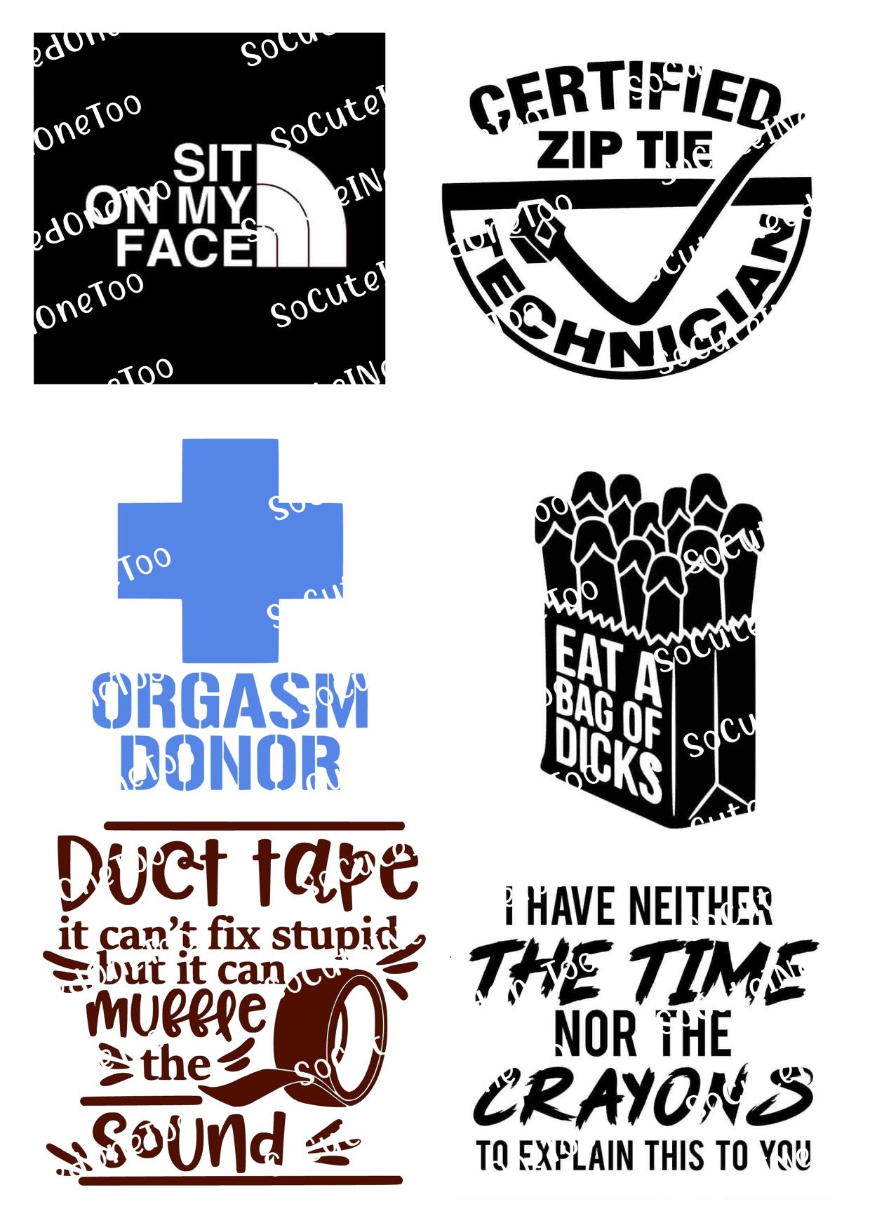 Adult Sayings #9 Waterslide Decals