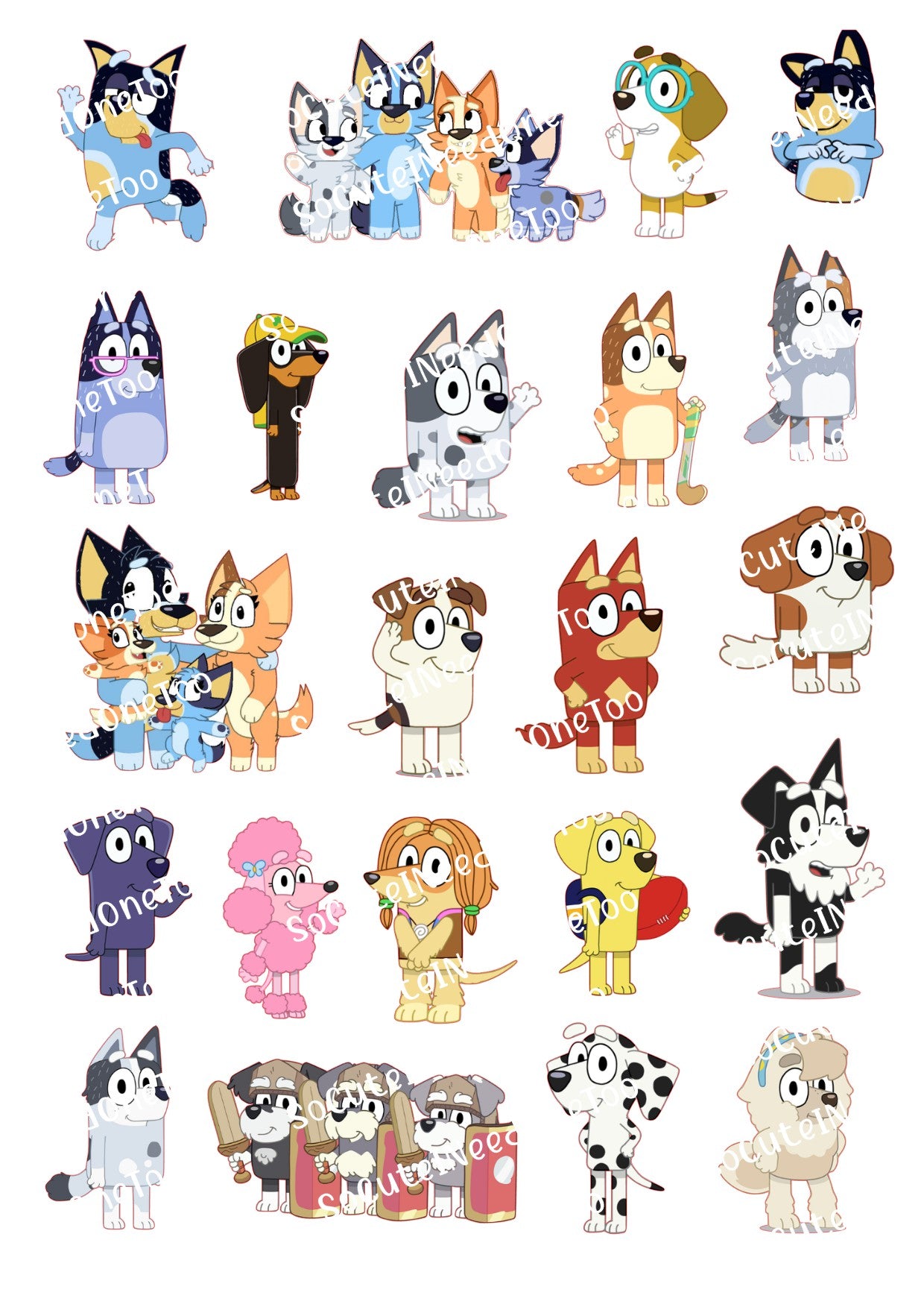 Bluey 1.75, 2inches, 3 inches Waterslide Decals - SoCuteINeedOneToo
