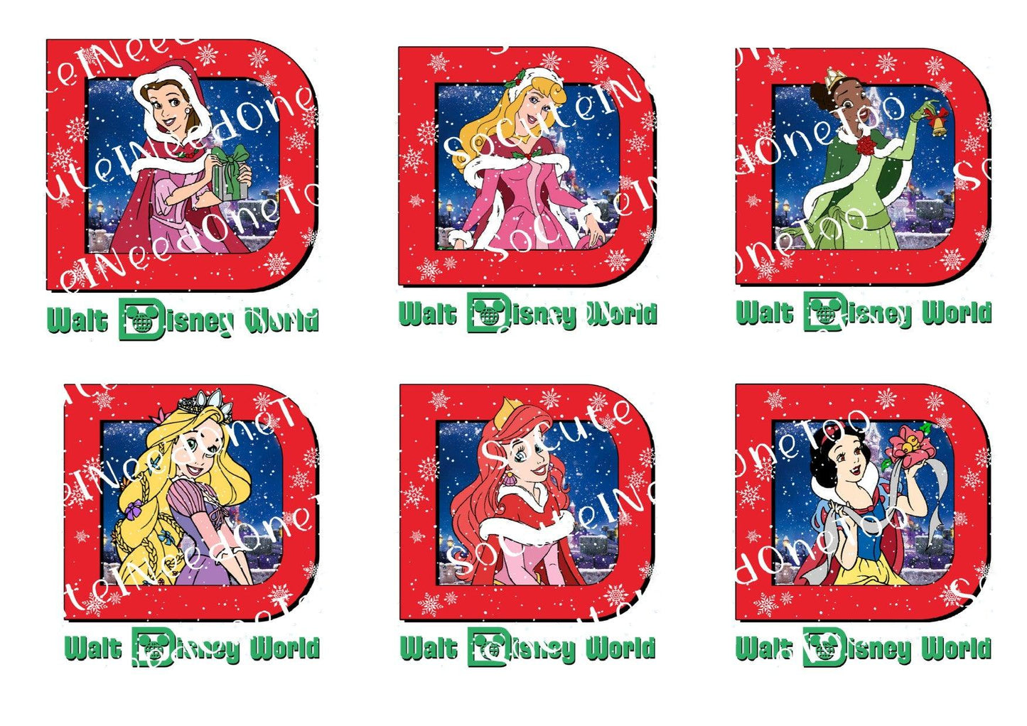 Christmas Princesses 3 Waterslide Decals - SoCuteINeedOneToo