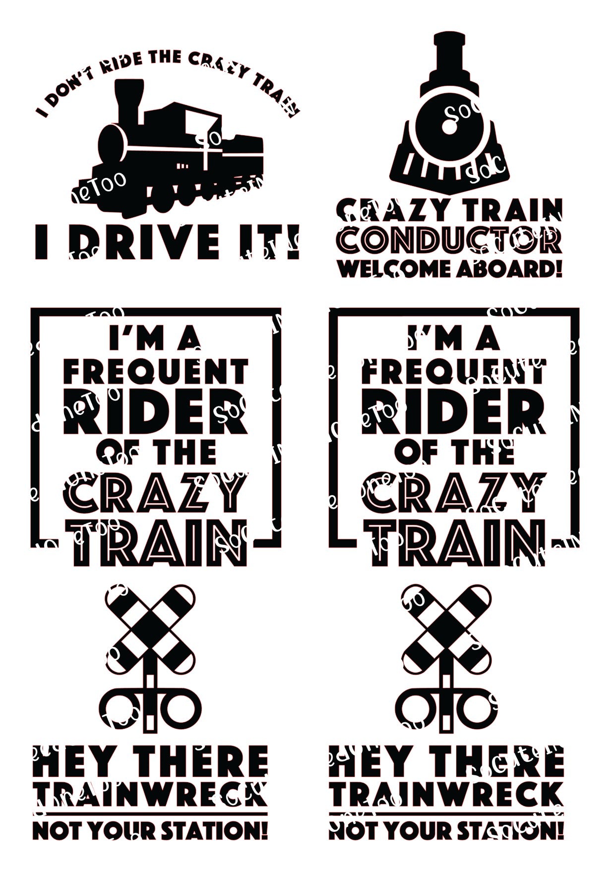 Crazy Train on Clear/White Waterslide Paper Ready To Use - SoCuteINeedOneToo