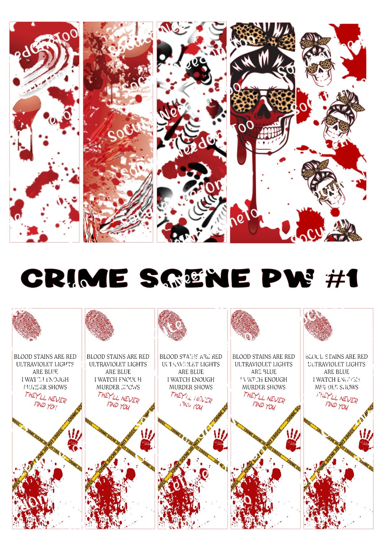 Crime Scene PW #2 - Clear/White Waterslide Paper Ready To Use - SoCuteINeedOneToo