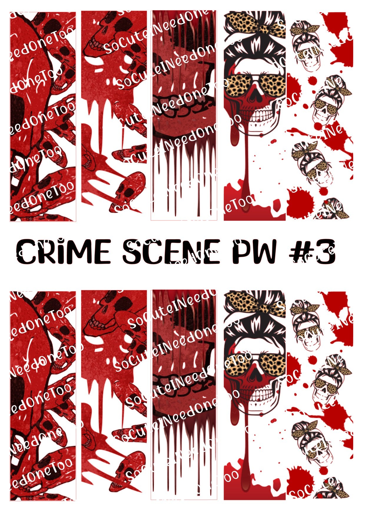 Crime Scene PW #3 - Clear/White Waterslide Paper Ready To Use - SoCuteINeedOneToo