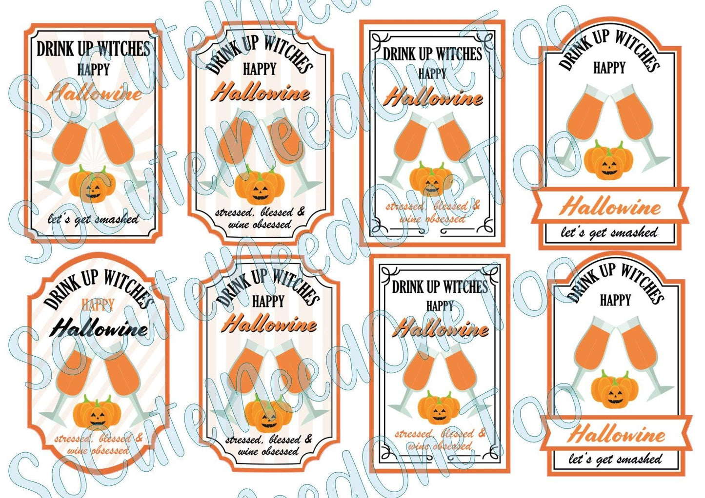 Drink Up Witches - Labels On Clear/White Waterslide Paper - SoCuteINeedOneToo