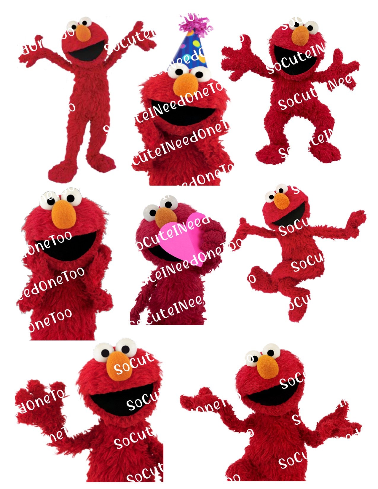 ELMO on Clear/White Waterslide Paper Ready To Use - SoCuteINeedOneToo