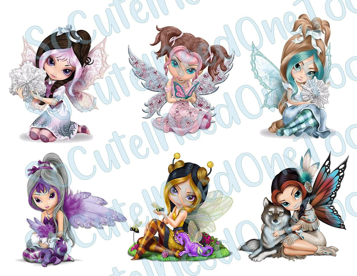 Fairies #2 on Clear/White Waterslide Paper Ready To Use - SoCuteINeedOneToo