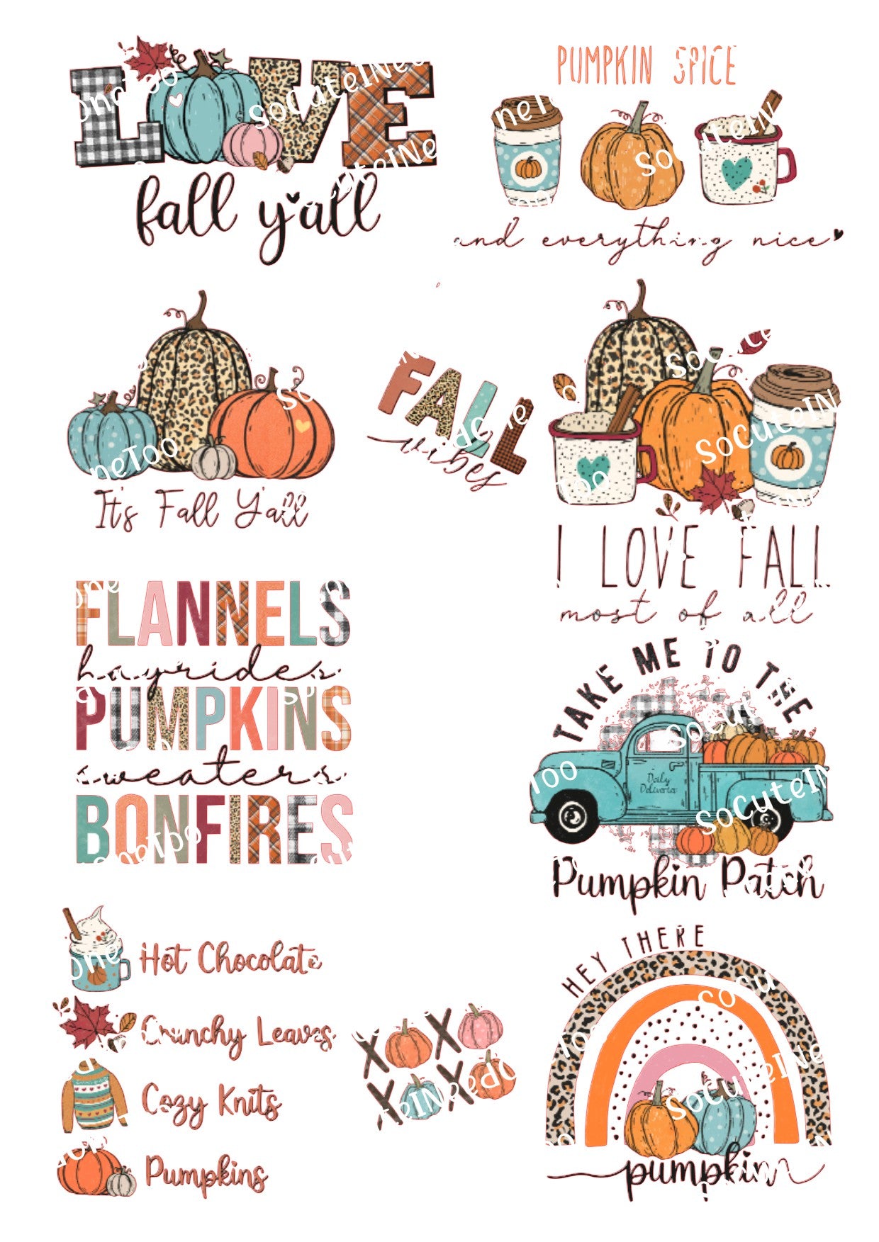 Fall - Take Me To The Pumpkin Patch on Clear/White Waterslide Paper Ready To Use - SoCuteINeedOneToo