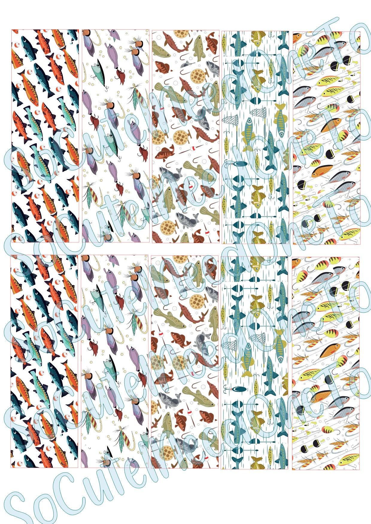 Fishing Pen Wraps #3 on Clear/White Waterslide Paper Ready To Use - SoCuteINeedOneToo