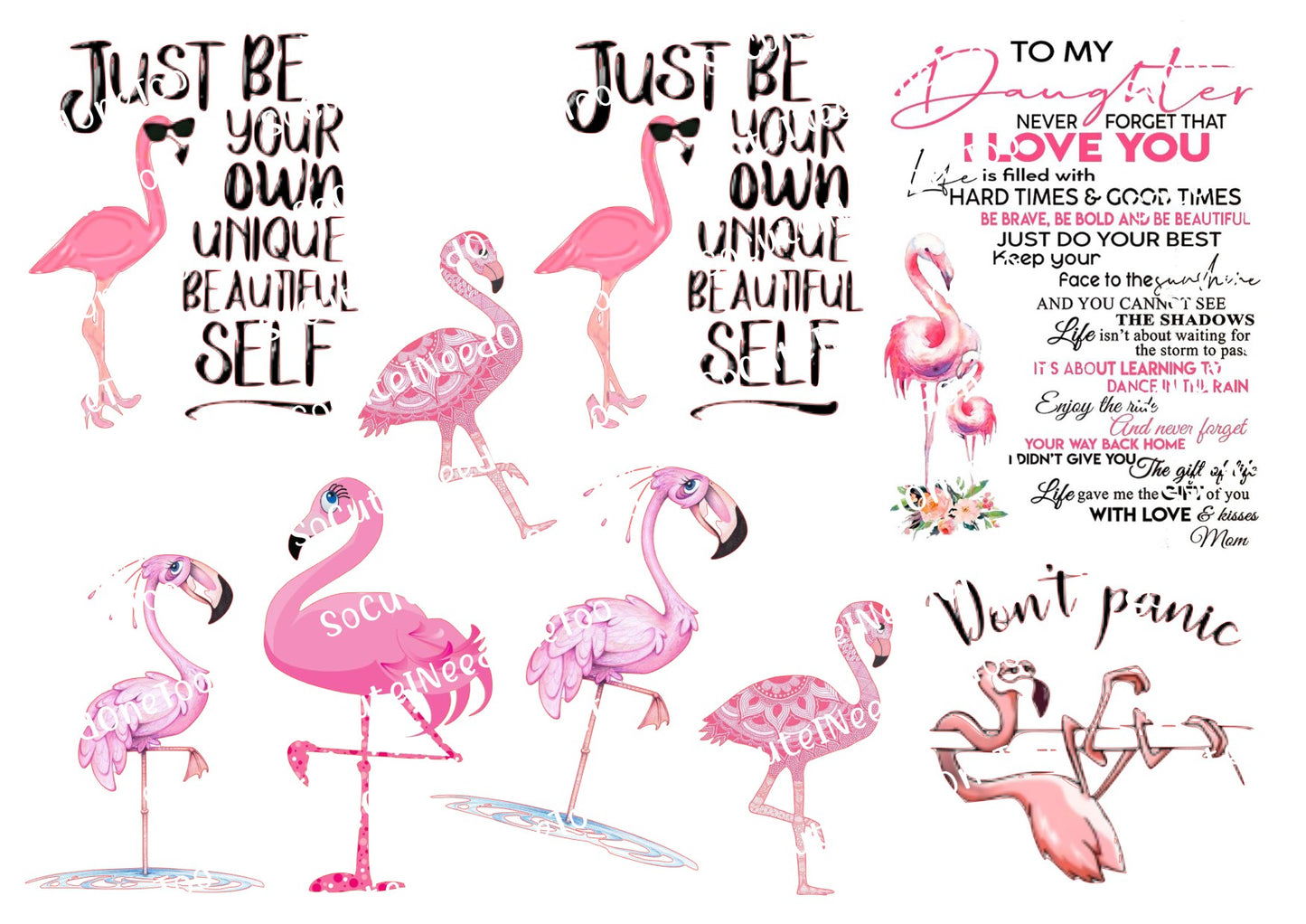 Flamingo on Clear/White Waterslide Paper Ready To Use - SoCuteINeedOneToo