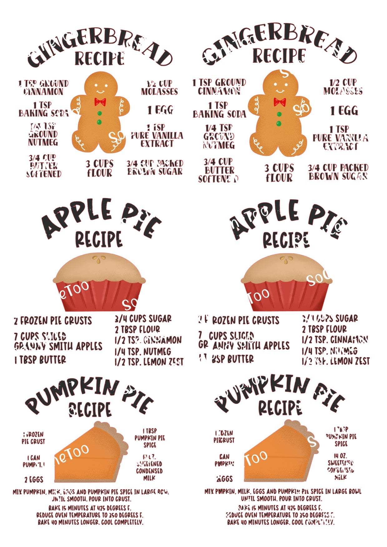 Food Recipies #2 on Clear/White Waterslide Paper Ready To Use - SoCuteINeedOneToo