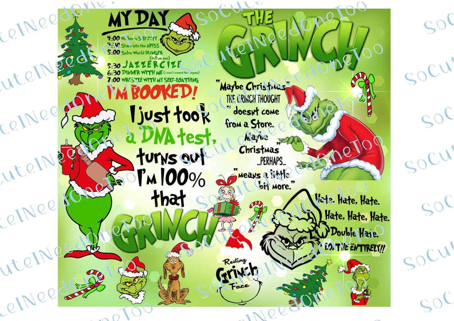 Grinch Christmas Waterslide Wrap Collection A - SoCuteINeedOneToo