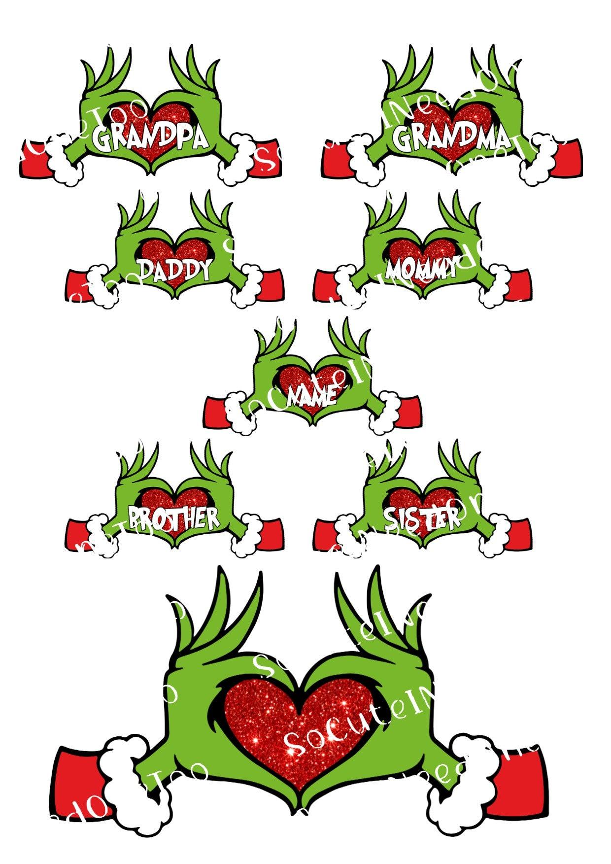 Grinch Hands With Heart Waterslide Decals - SoCuteINeedOneToo
