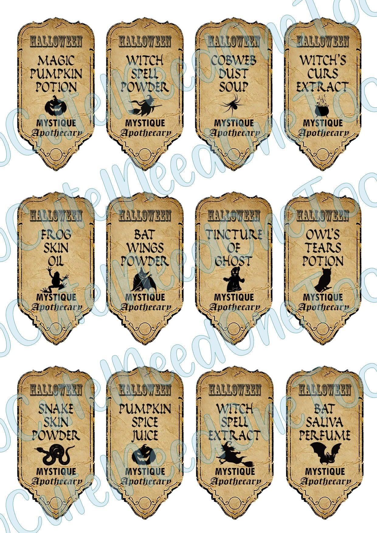 Halloween Potions #5 On Clear/White Waterslide Paper Ready To Use - SoCuteINeedOneToo