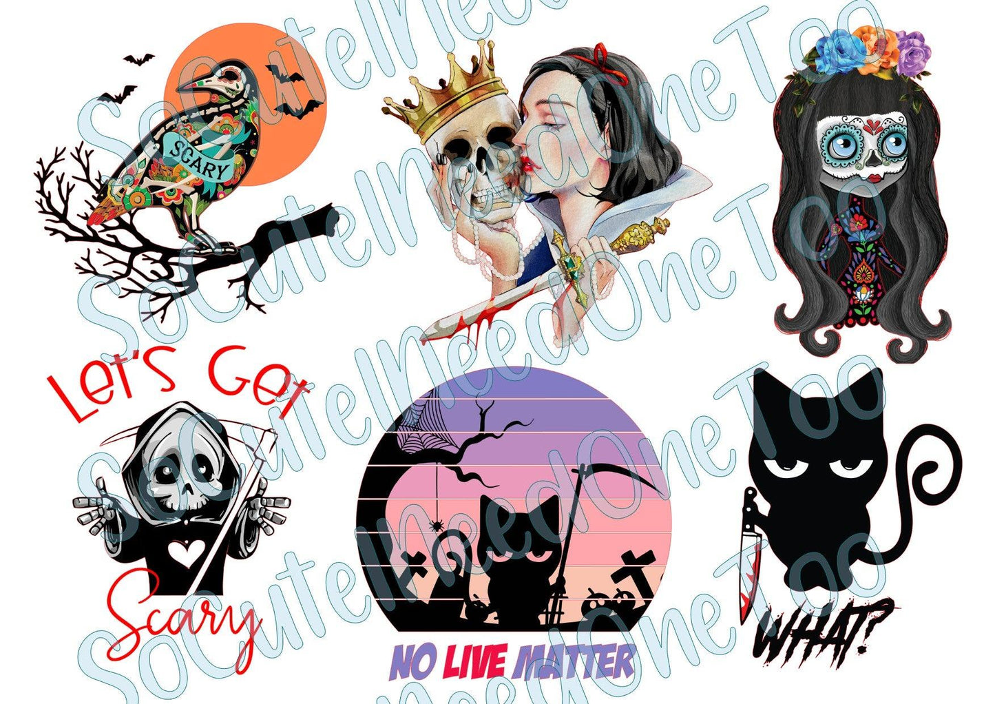 Halloween - Scary #1 On Clear/White Waterslide Paper - SoCuteINeedOneToo