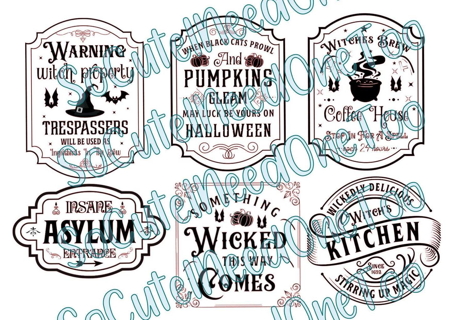 Halloween - Warning Labels On Clear/White Waterslide Paper - SoCuteINeedOneToo
