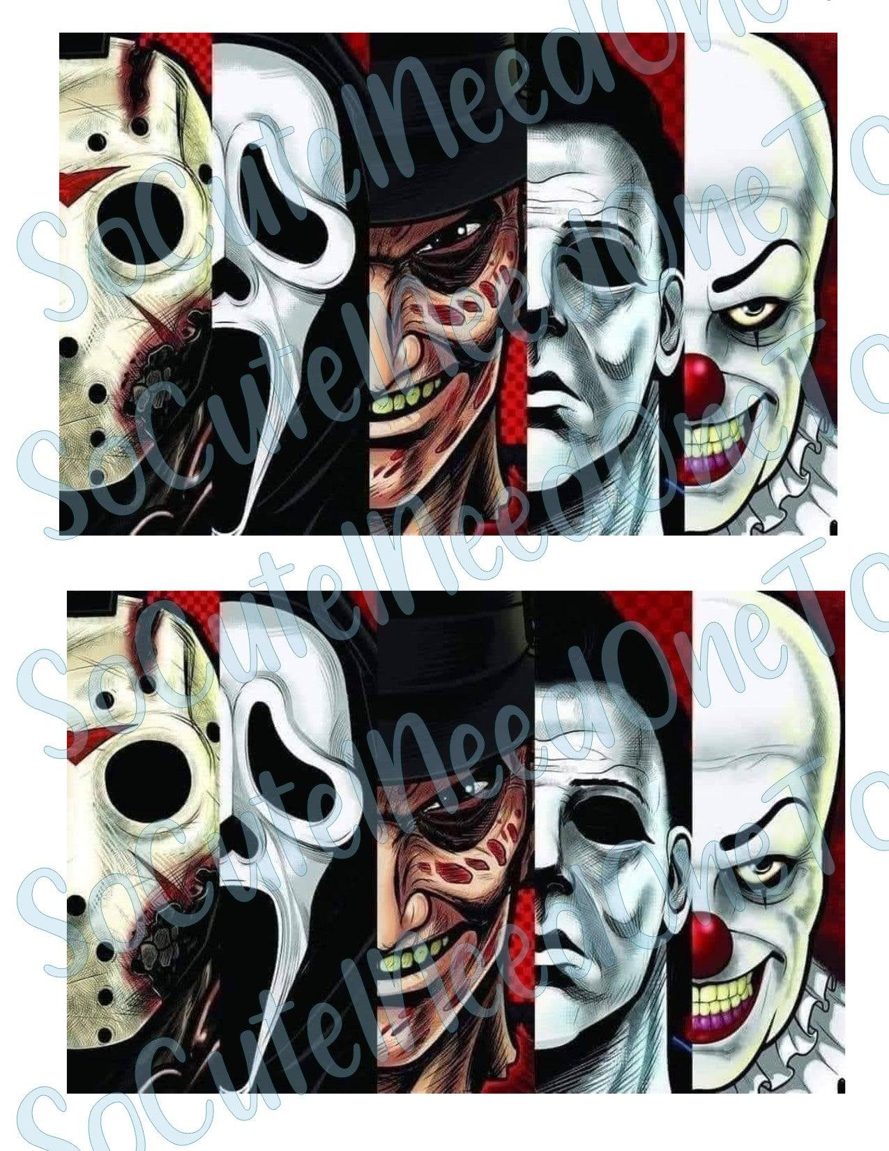 Horror - All Bad Guys #1 on Clear/White Waterslide Paper Ready To Use - SoCuteINeedOneToo
