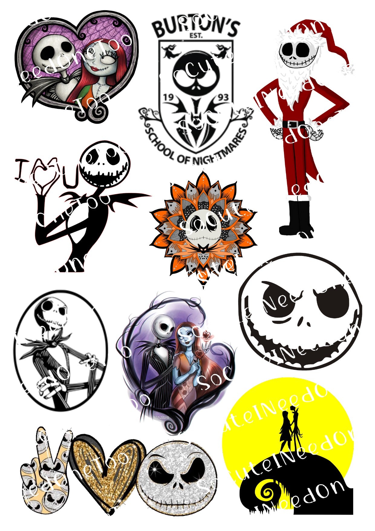Jack and Sally #2 Waterslide Decals