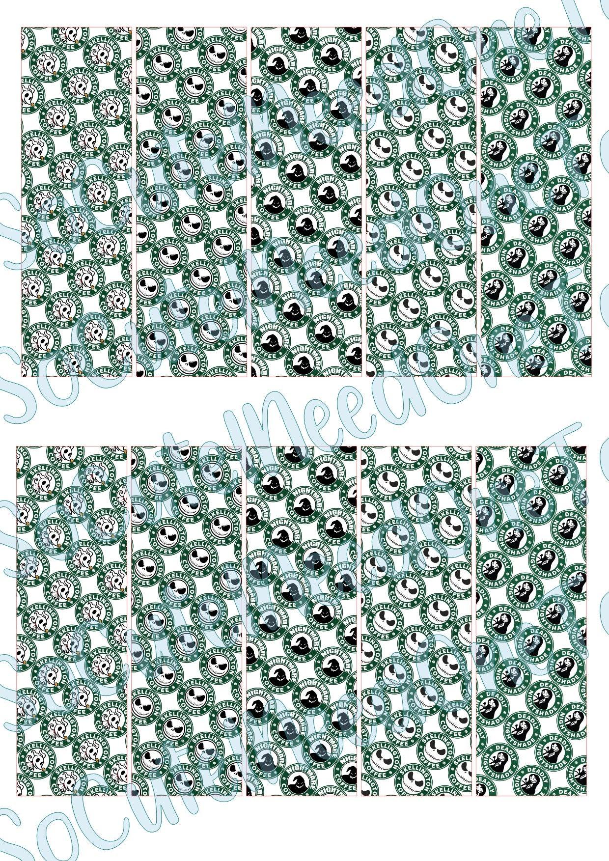 Jack Coffee Pen Wraps on Clear/White Waterslide Paper Ready To Use - SoCuteINeedOneToo