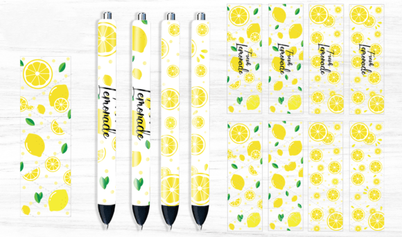 Lemon Pen Wraps on Clear/White Waterslide Paper Ready To Use - SoCuteINeedOneToo