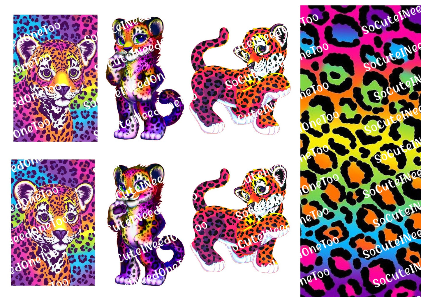 Lisa Frank Cheetah on Clear/White Waterslide Paper Ready To Use - SoCuteINeedOneToo