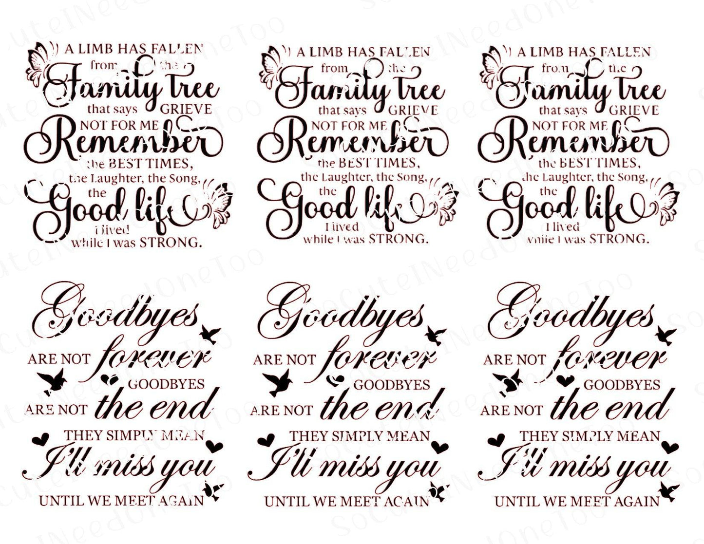 Memorial Album Waterslide Decals - SoCuteINeedOneToo