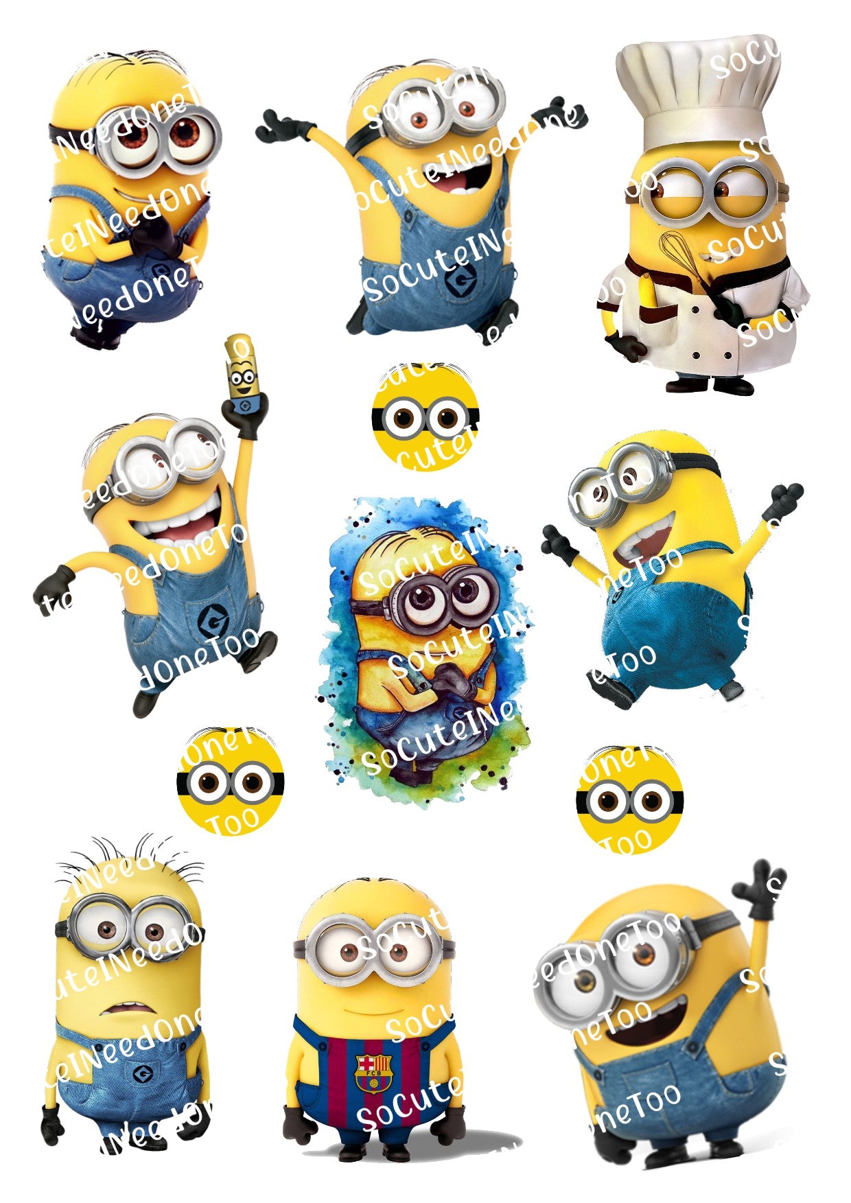 Minion #3 on Clear/White Waterslide Paper - Ready To Use - SoCuteINeedOneToo