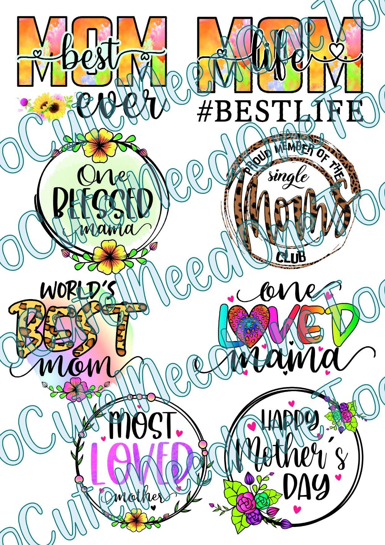Mom Life #4 on Clear/White Waterslide Paper Ready To Use - SoCuteINeedOneToo