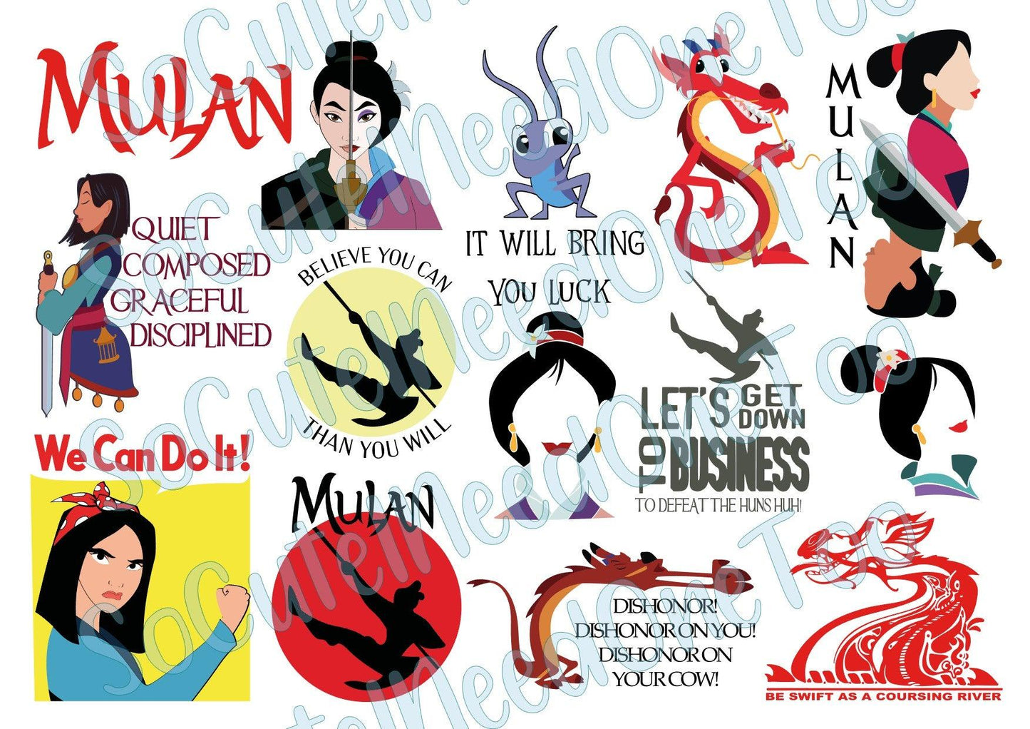MULAN #3 on Clear/White Waterslide Paper Sealed and Ready To Use - SoCuteINeedOneToo