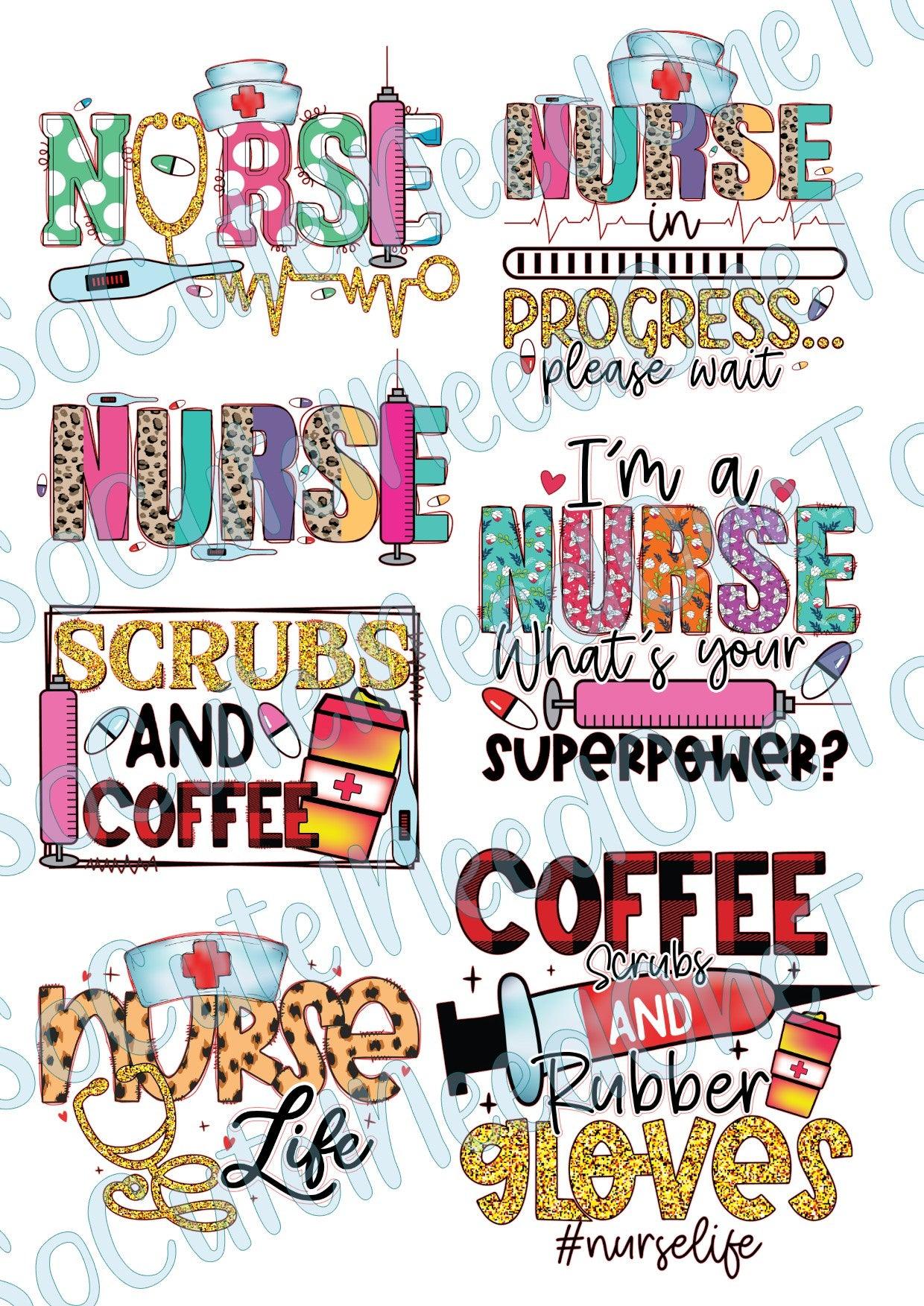 Nurse #9 on Clear/White Waterslide Paper Ready To Use - SoCuteINeedOneToo