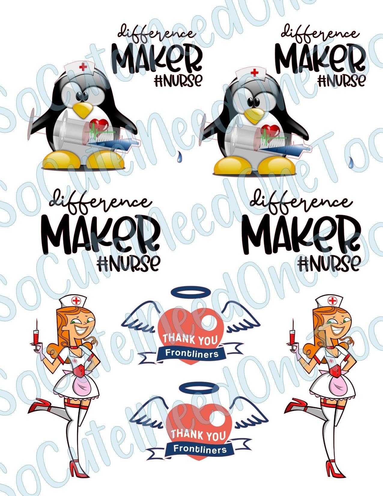 Nurse - Difference Maker on Clear/White Waterslide Paper Ready To Use - SoCuteINeedOneToo