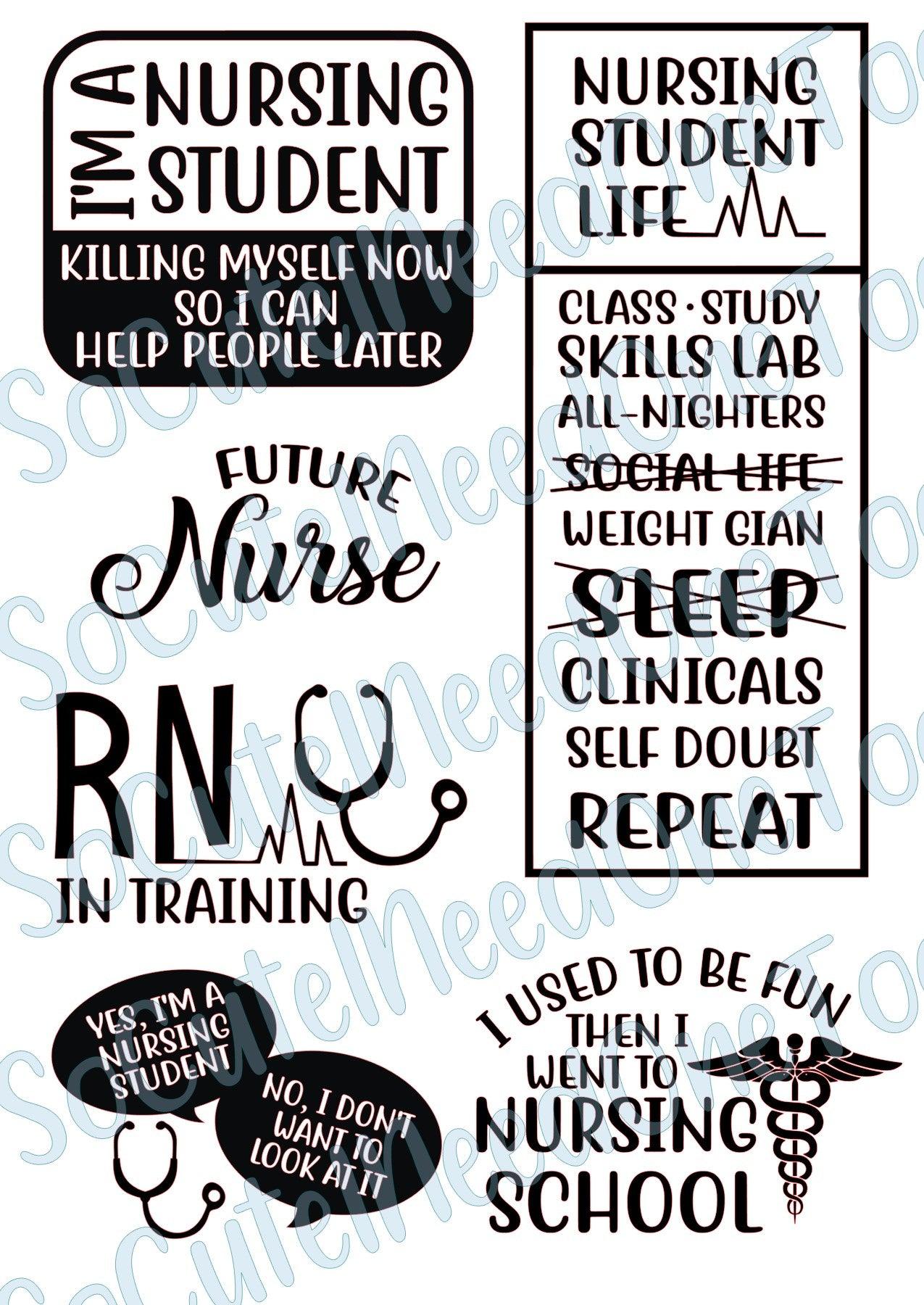 Nursing School #1 on Clear/White Waterslide Paper Ready To Use - SoCuteINeedOneToo