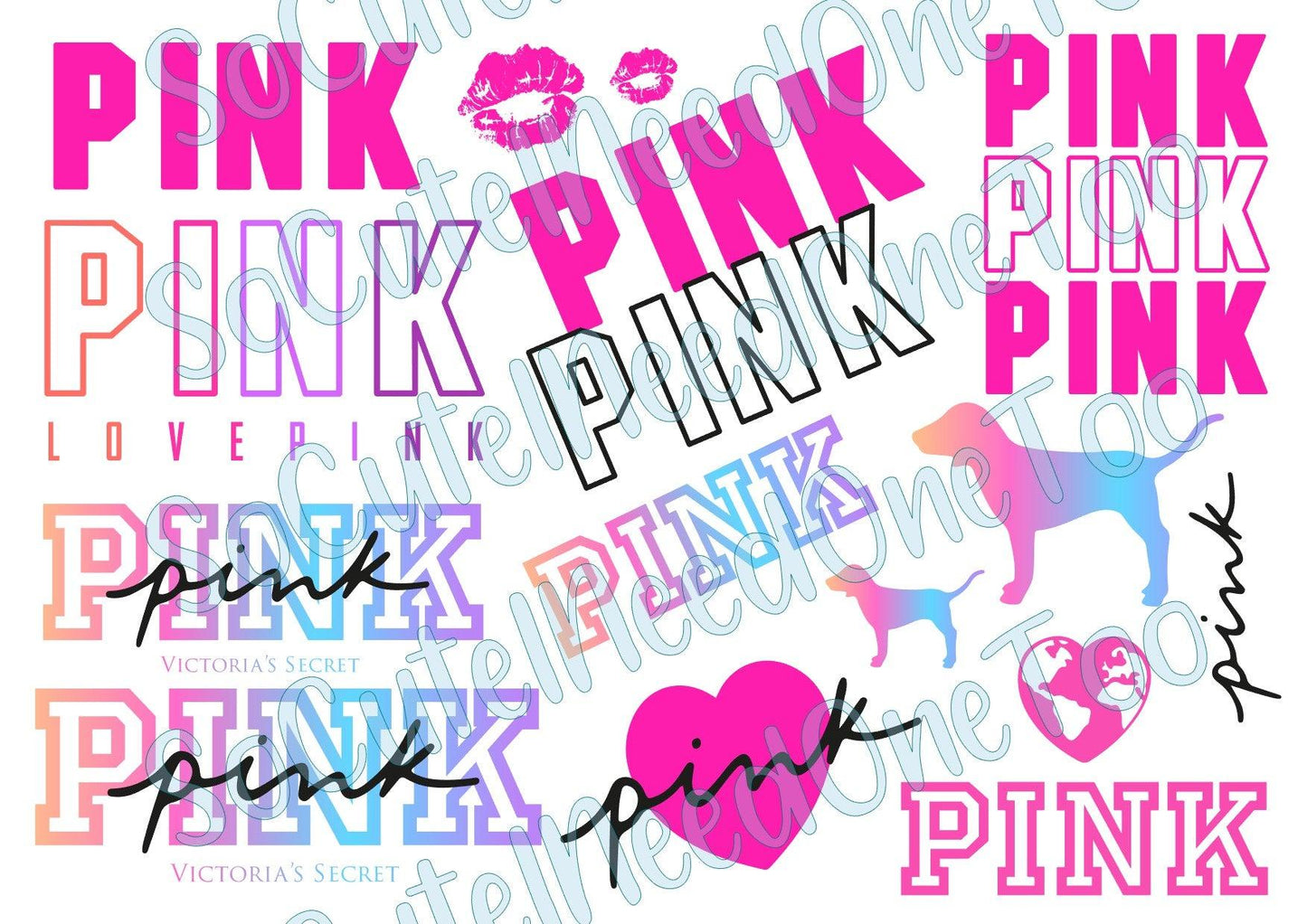 PINK - VS on Clear/White Waterslide Paper Ready To Use - SoCuteINeedOneToo