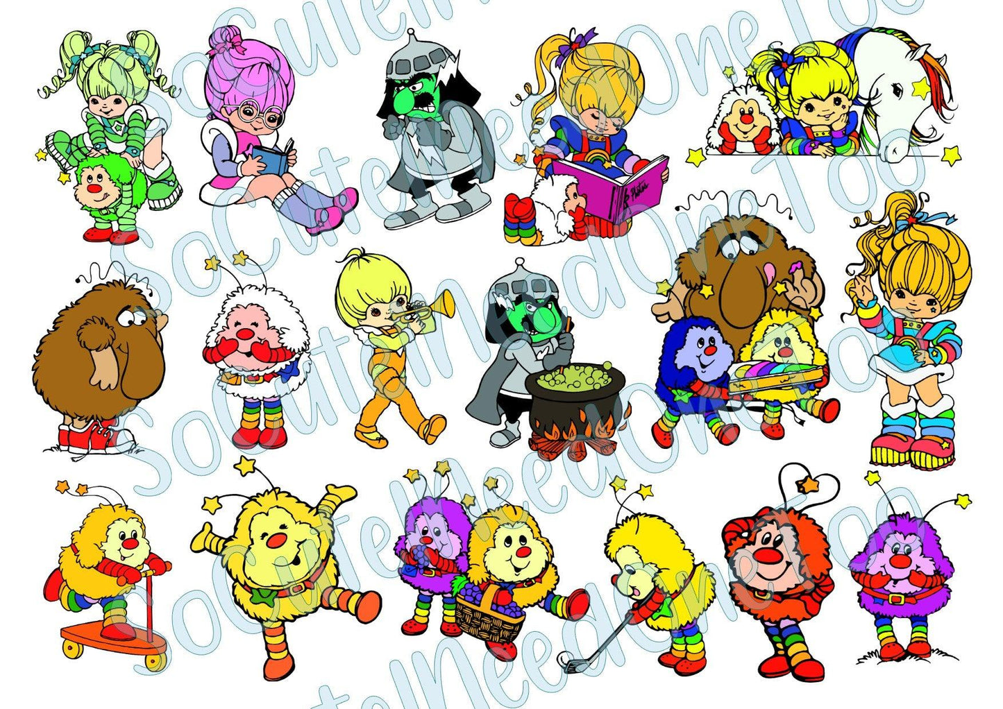 Rainbow Brite Decals on Clear/White Waterslide Paper - SoCuteINeedOneToo