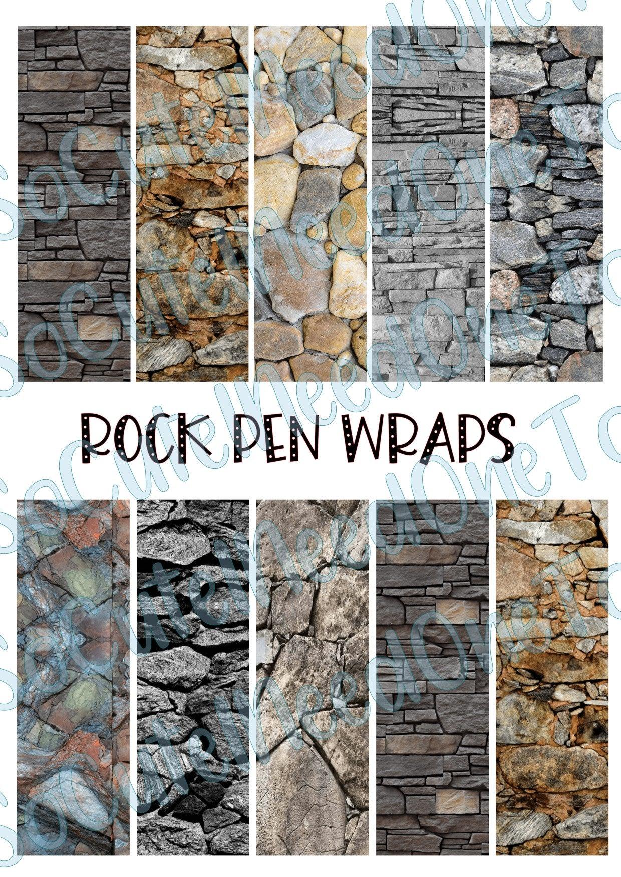 Rock Pen Wraps on Clear/White Waterslide Paper Ready To Use - SoCuteINeedOneToo