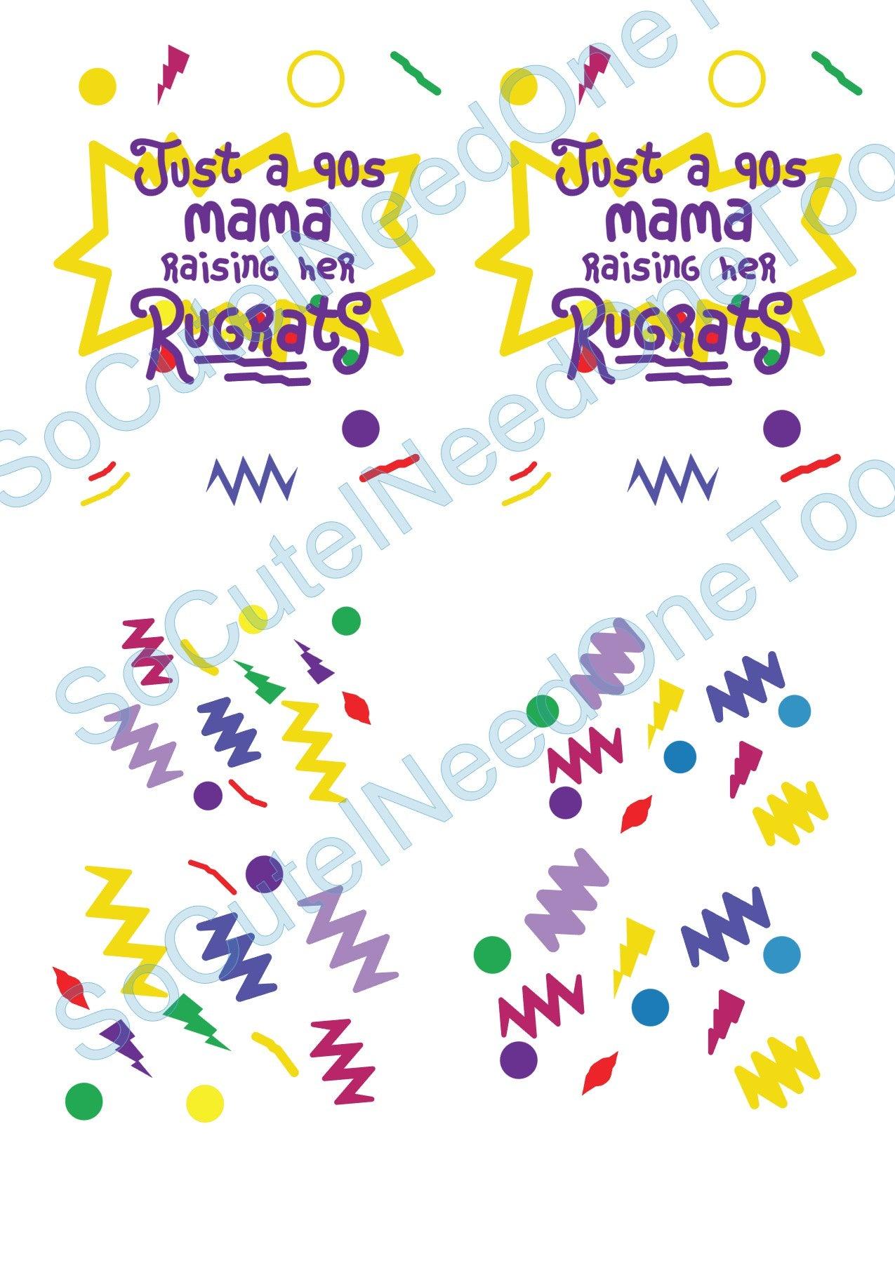 Rugrats - 90s Mama Raising her Rugrats on Clear/White Waterslide Paper Ready To Use - SoCuteINeedOneToo